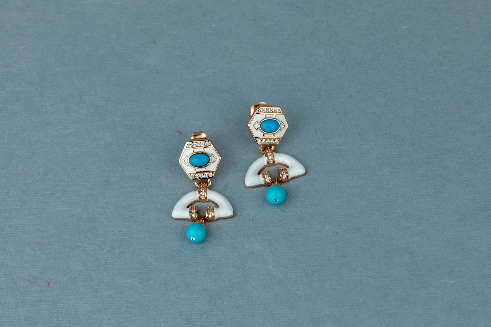 Rose Gold & Faux - Turquoise Earrings - Miraura Jewels