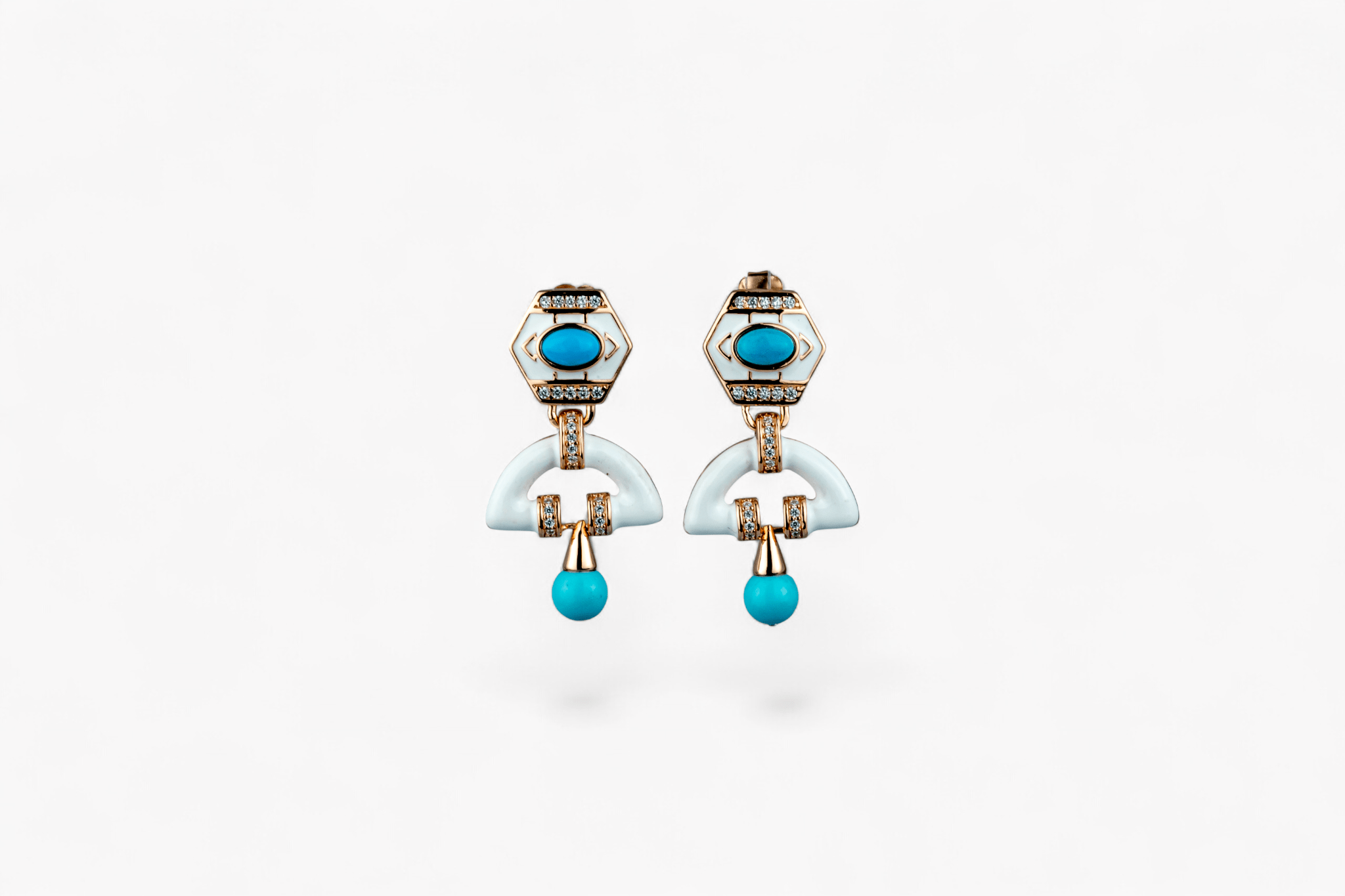 Rose Gold & Faux - Turquoise Earrings - Miraura Jewels