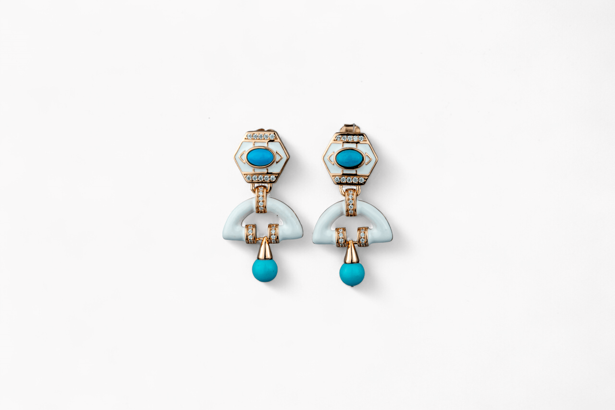Rose Gold & Faux - Turquoise Earrings - Miraura Jewels