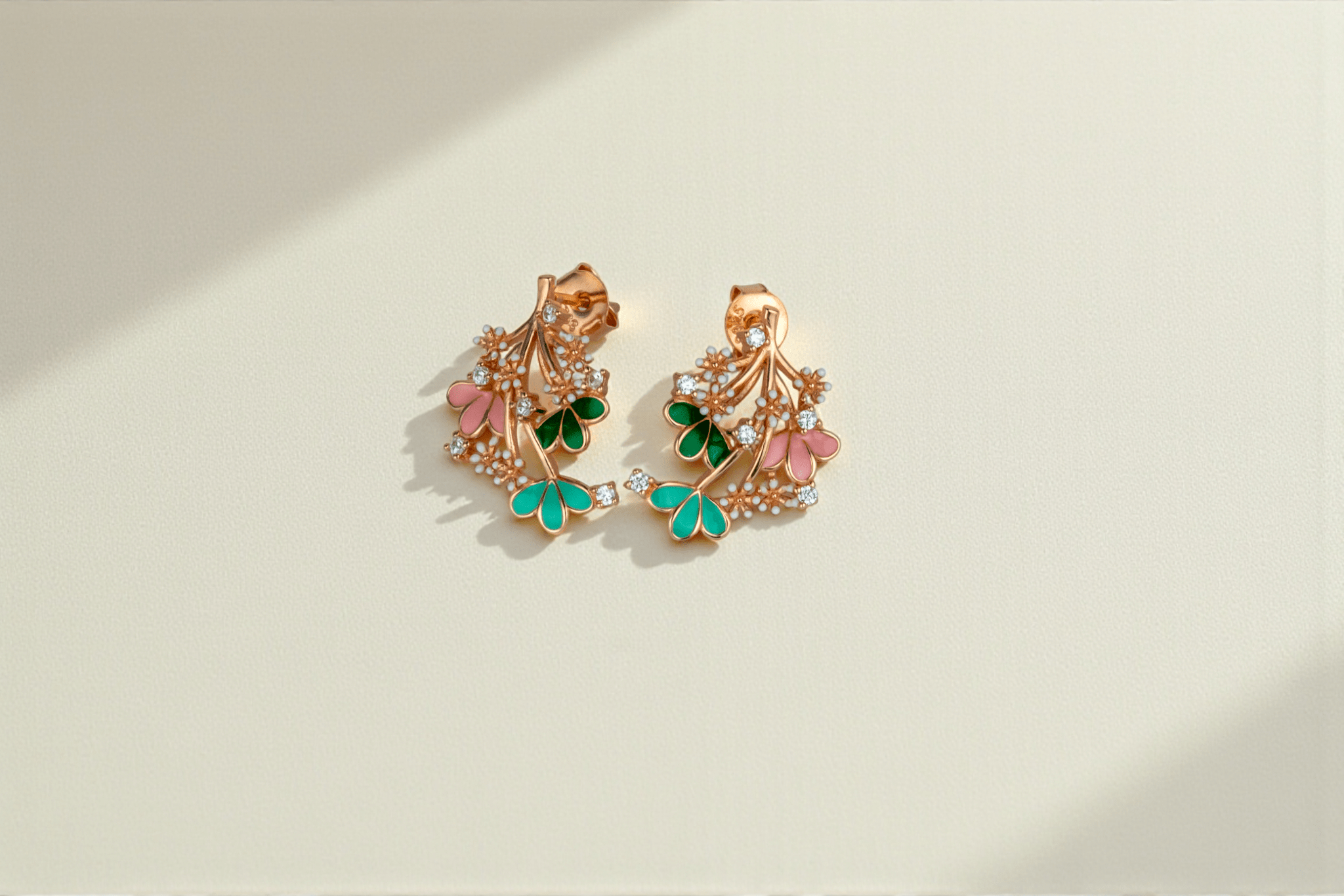 Rose Gold Floral Studs - Miraura Jewels