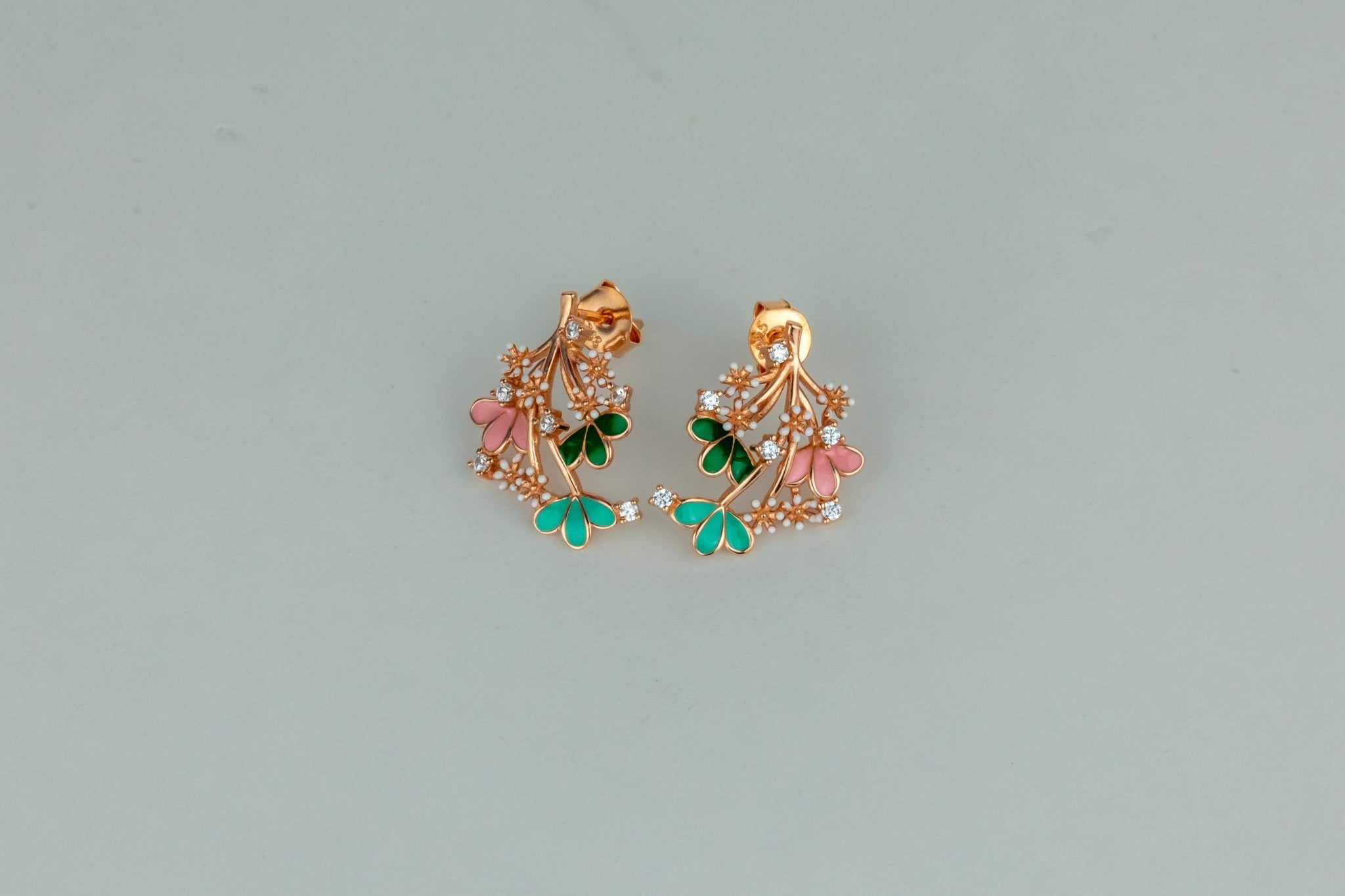 Rose Gold Floral Studs - Miraura Jewels