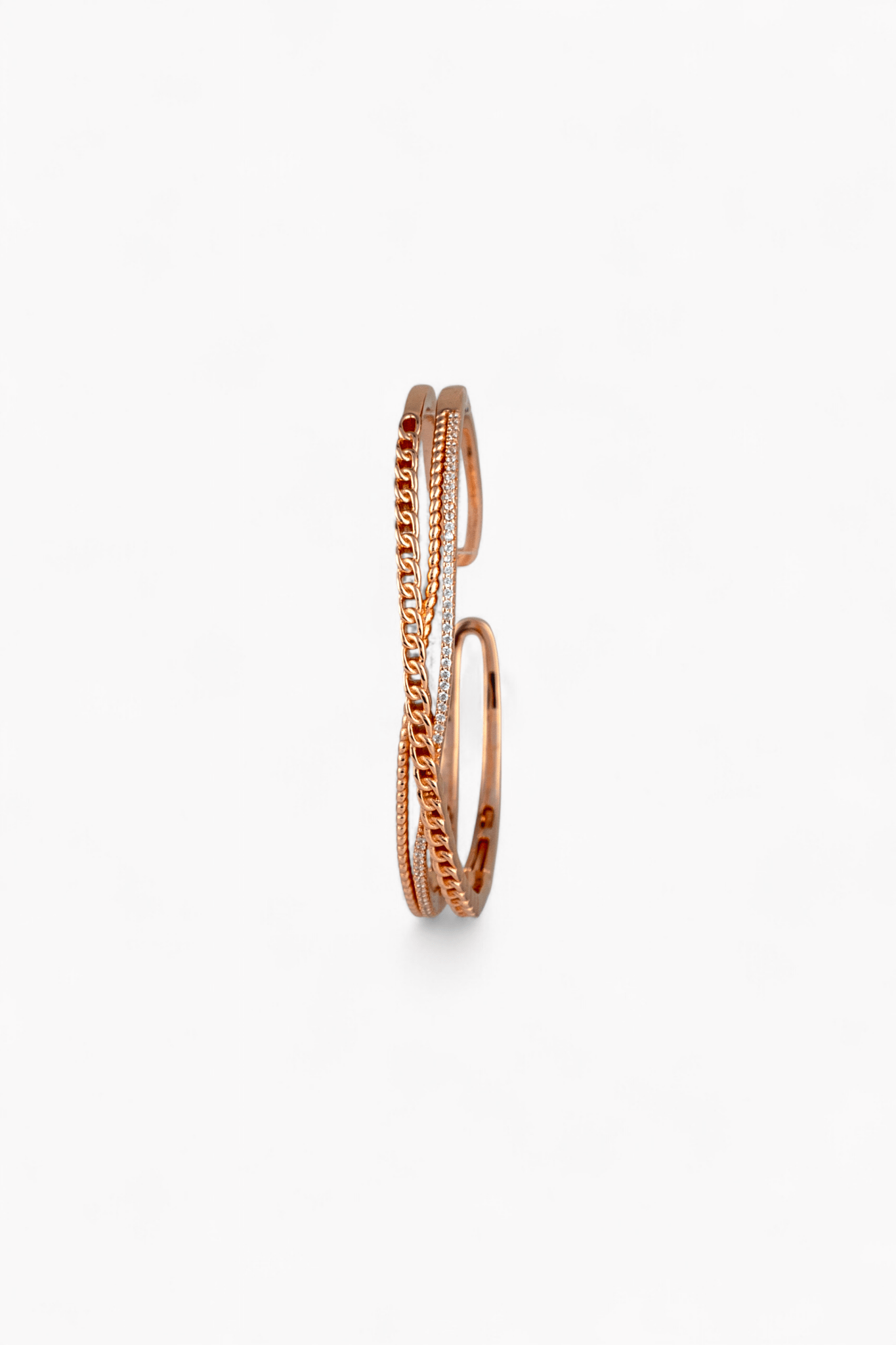 Rose Gold Layered Cuff Bangle - Miraura Jewels