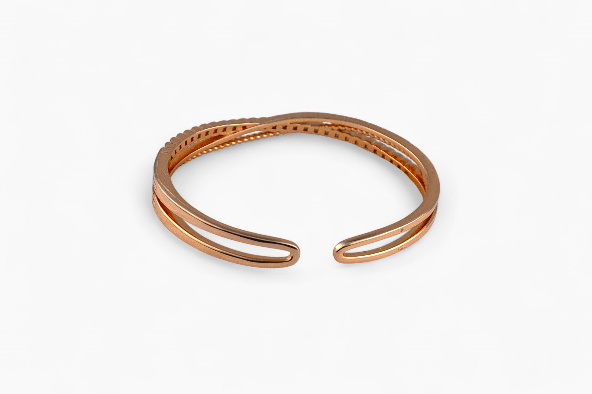 Rose Gold Layered Cuff Bangle - Miraura Jewels