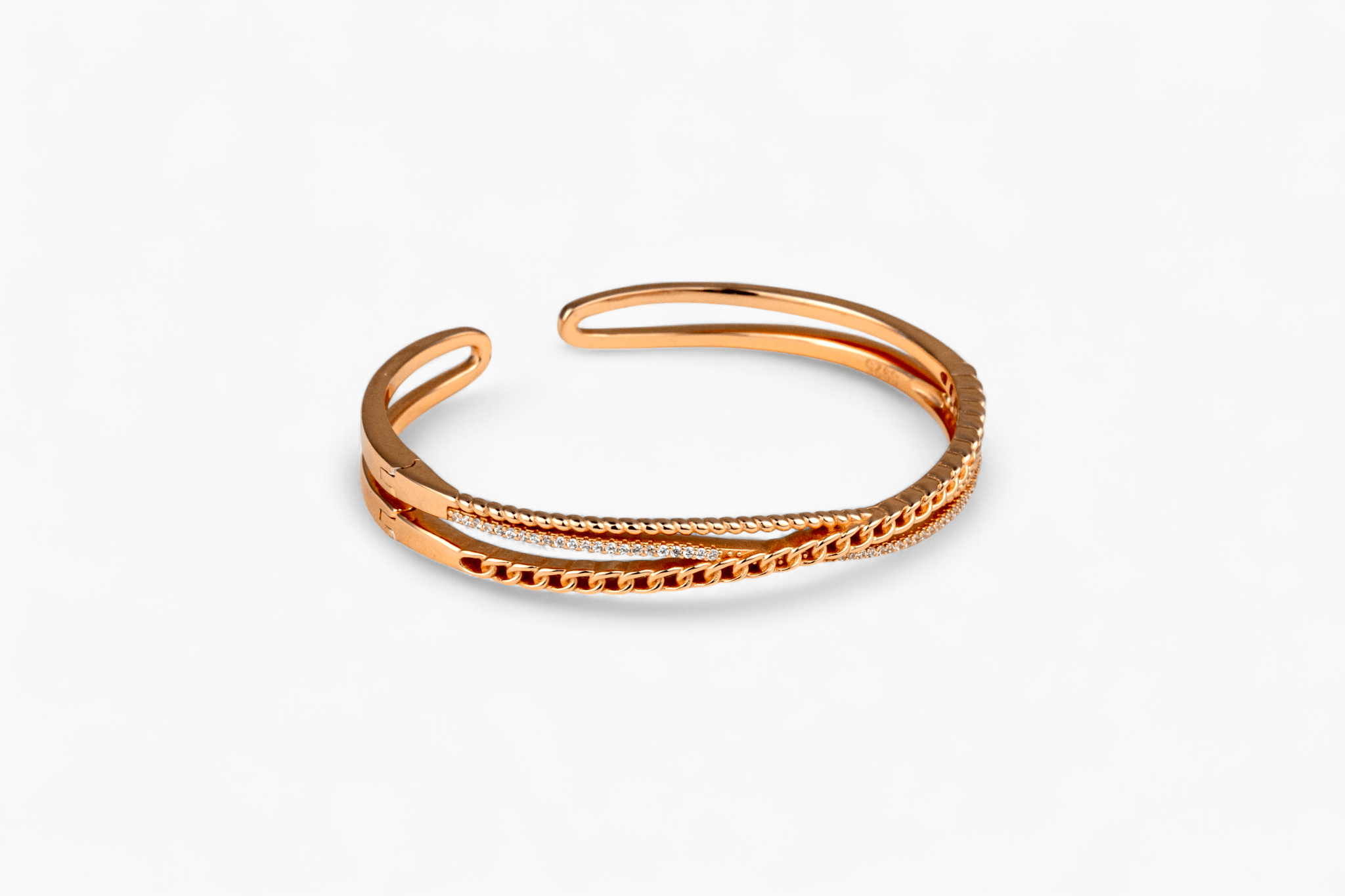 Rose Gold Layered Cuff Bangle - Miraura Jewels