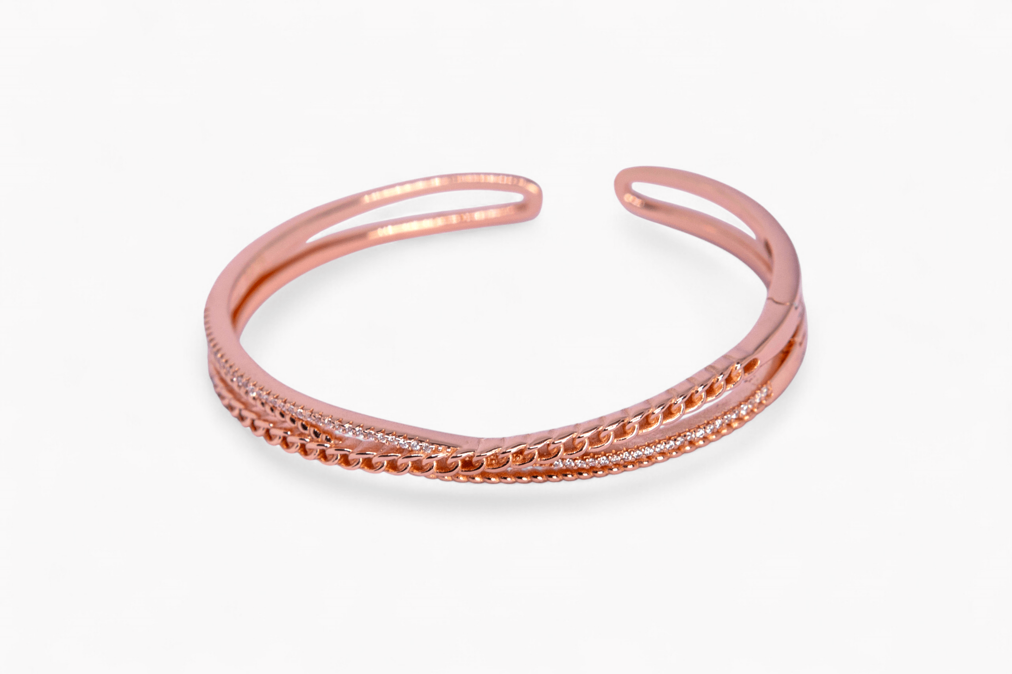 Rose Gold Layered Cuff Bangle - Miraura Jewels