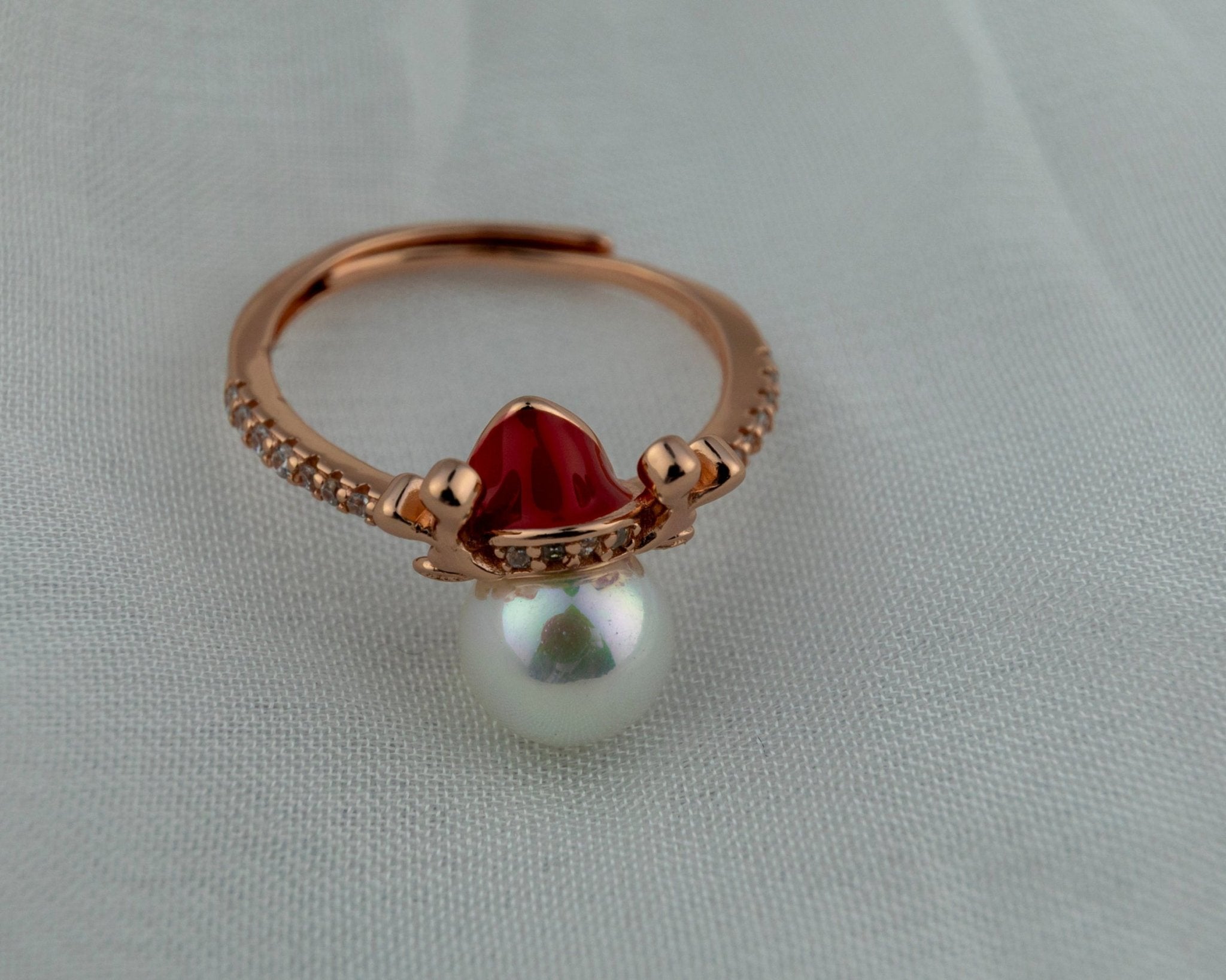 Rose Gold Pearl Bee Ring - Miraura Jewels