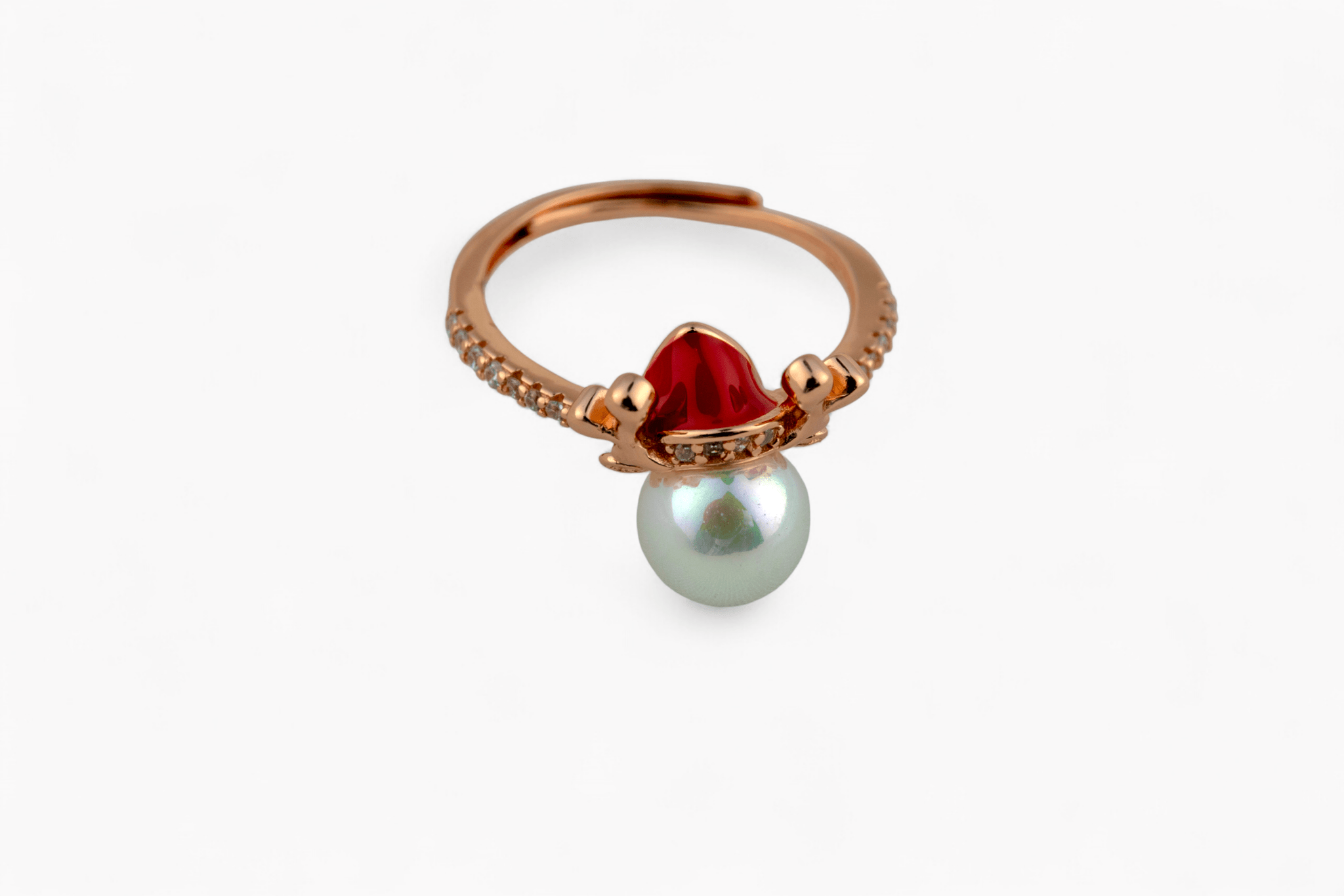 Rose Gold Pearl Bee Ring - Miraura Jewels