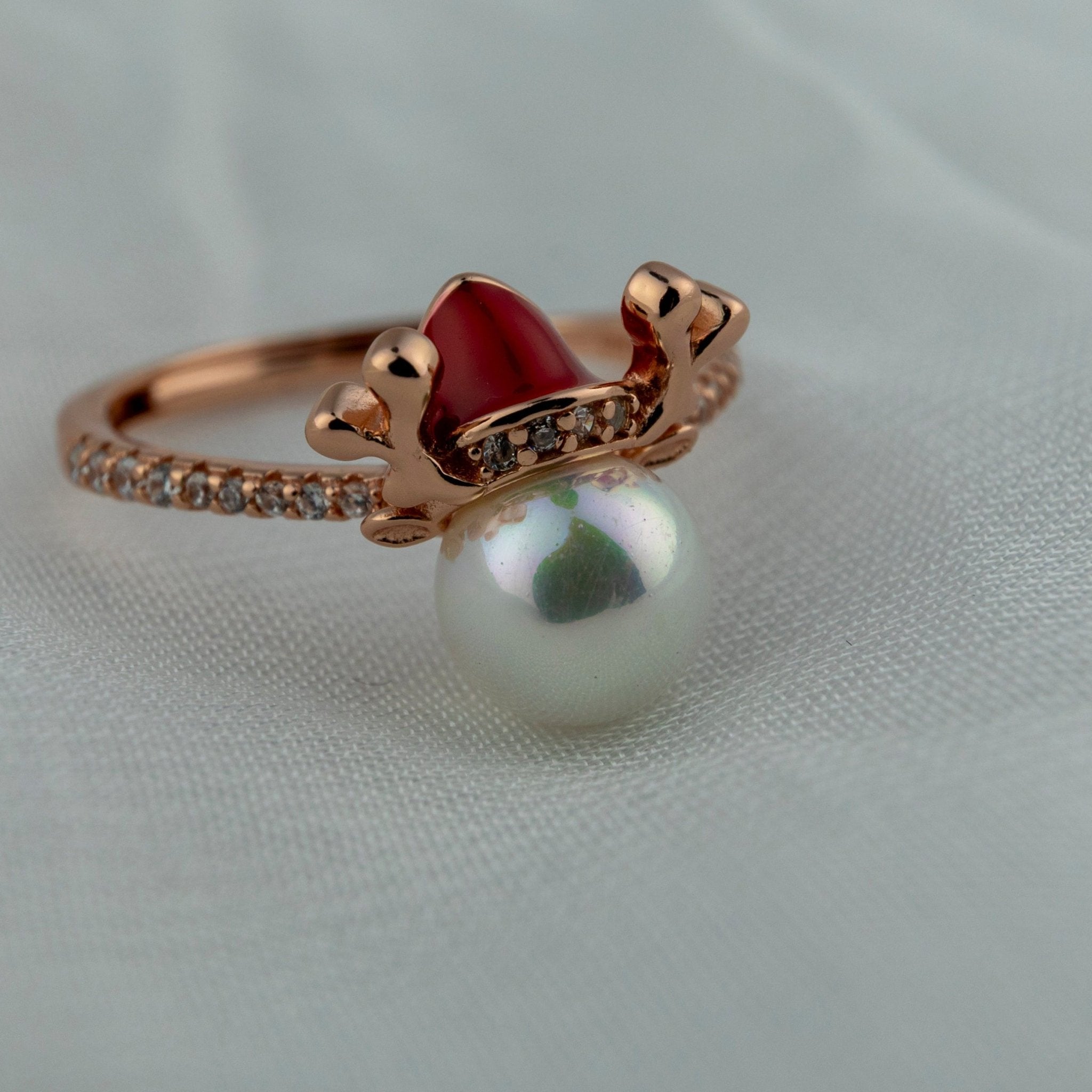 Rose Gold Pearl Bee Ring - Miraura Jewels
