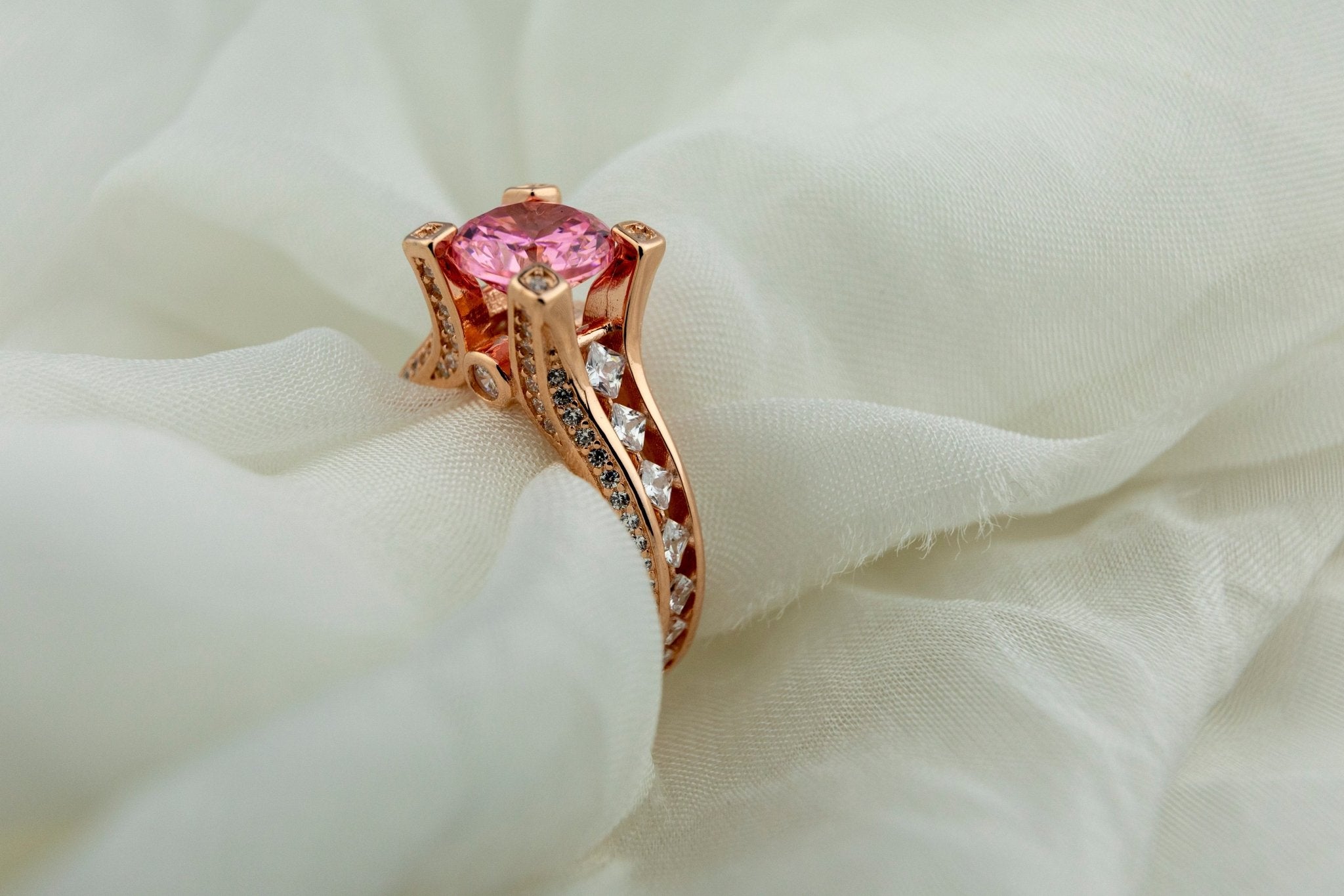 Rose Gold Pink Statement Ring - Miraura Jewels