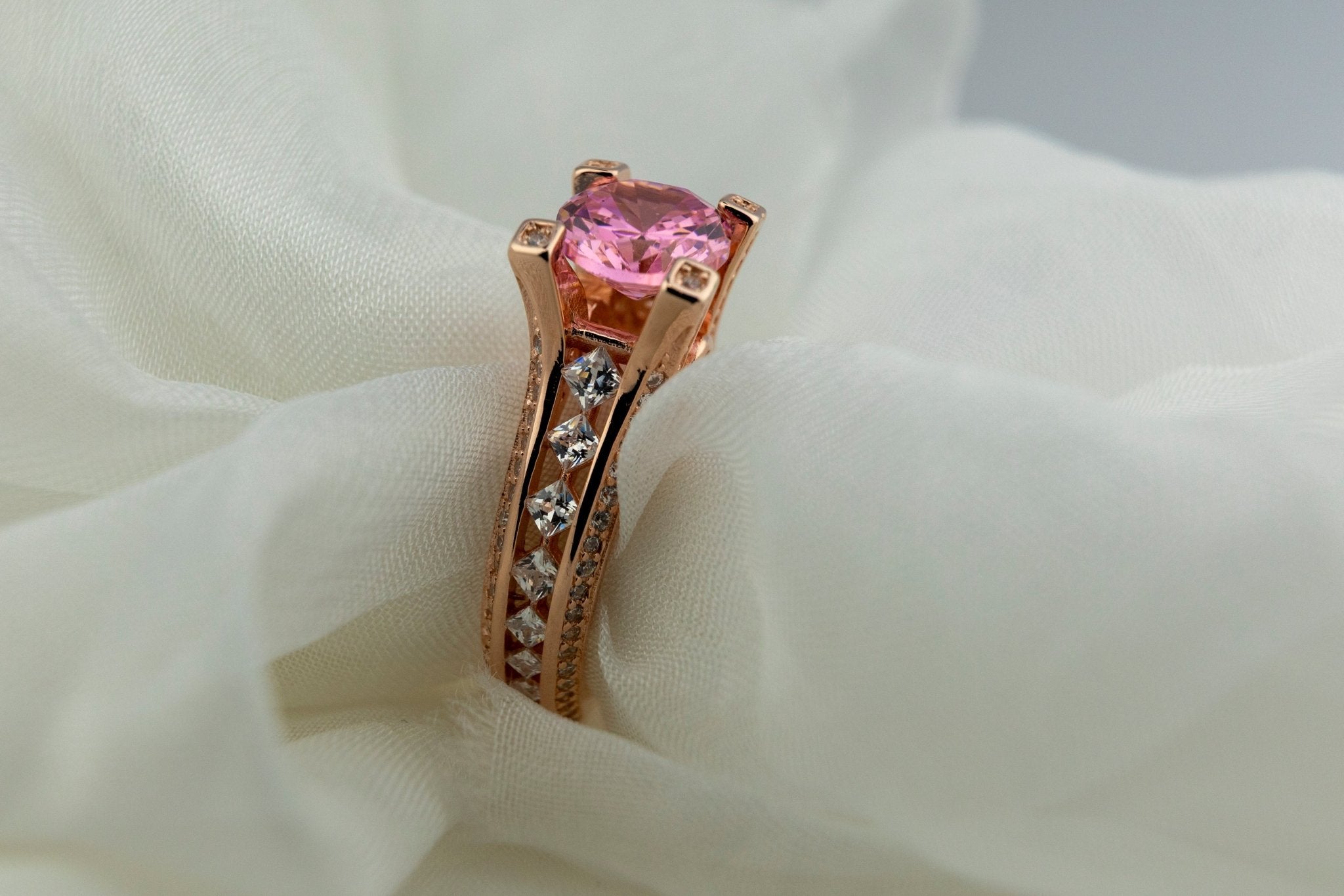 Rose Gold Pink Statement Ring - Miraura Jewels