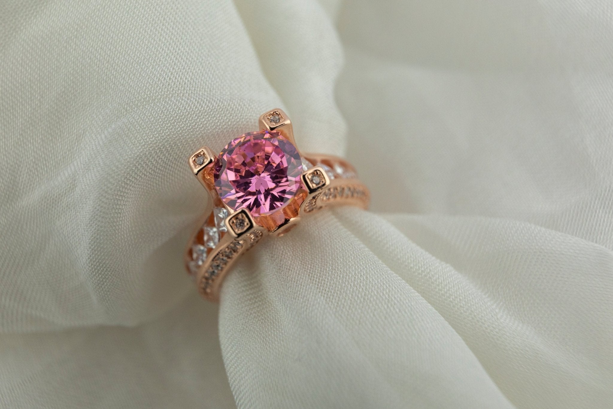 Rose Gold Pink Statement Ring - Miraura Jewels
