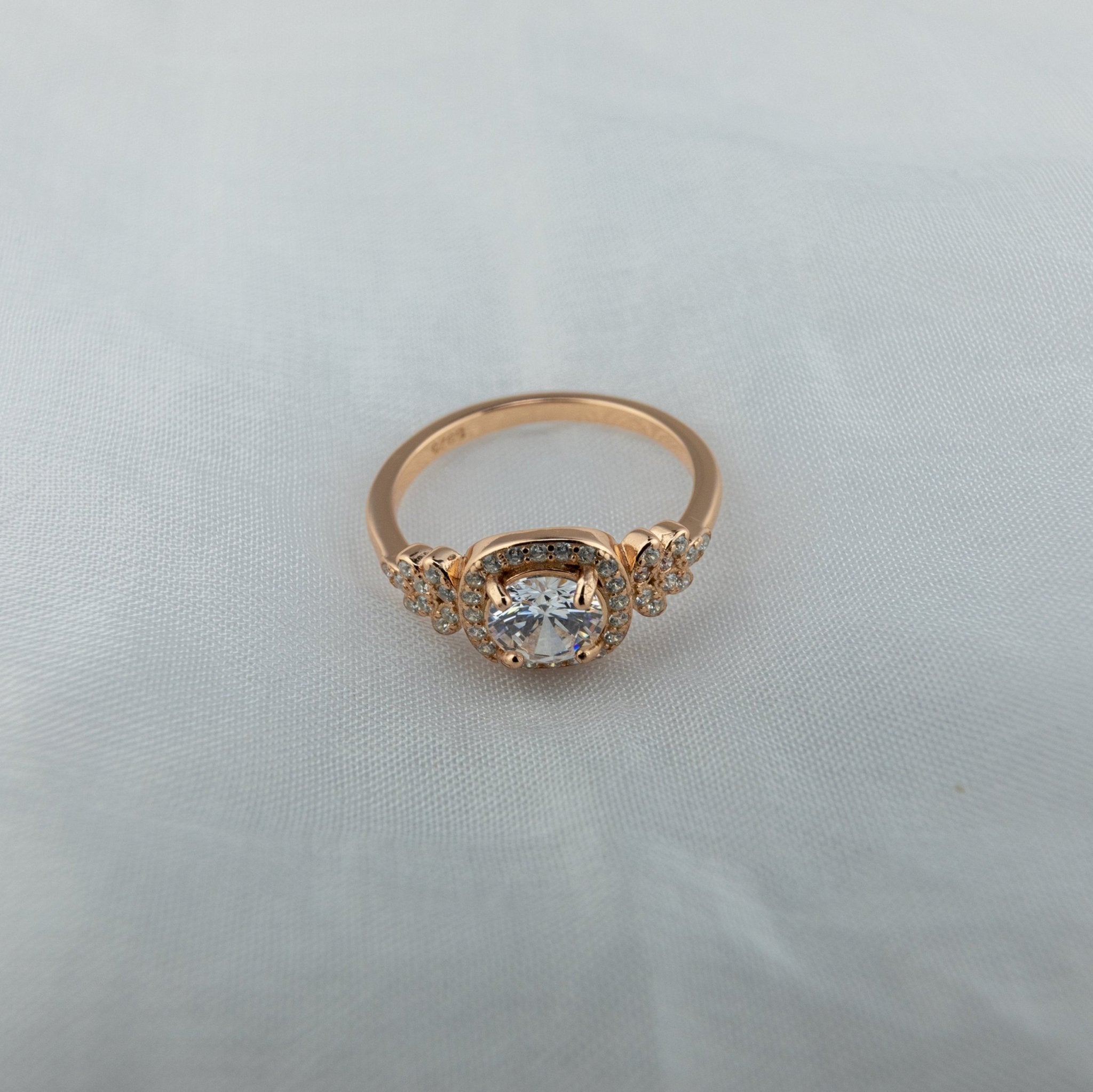 Rose Gold Solitaire Accent Ring - Miraura Jewels