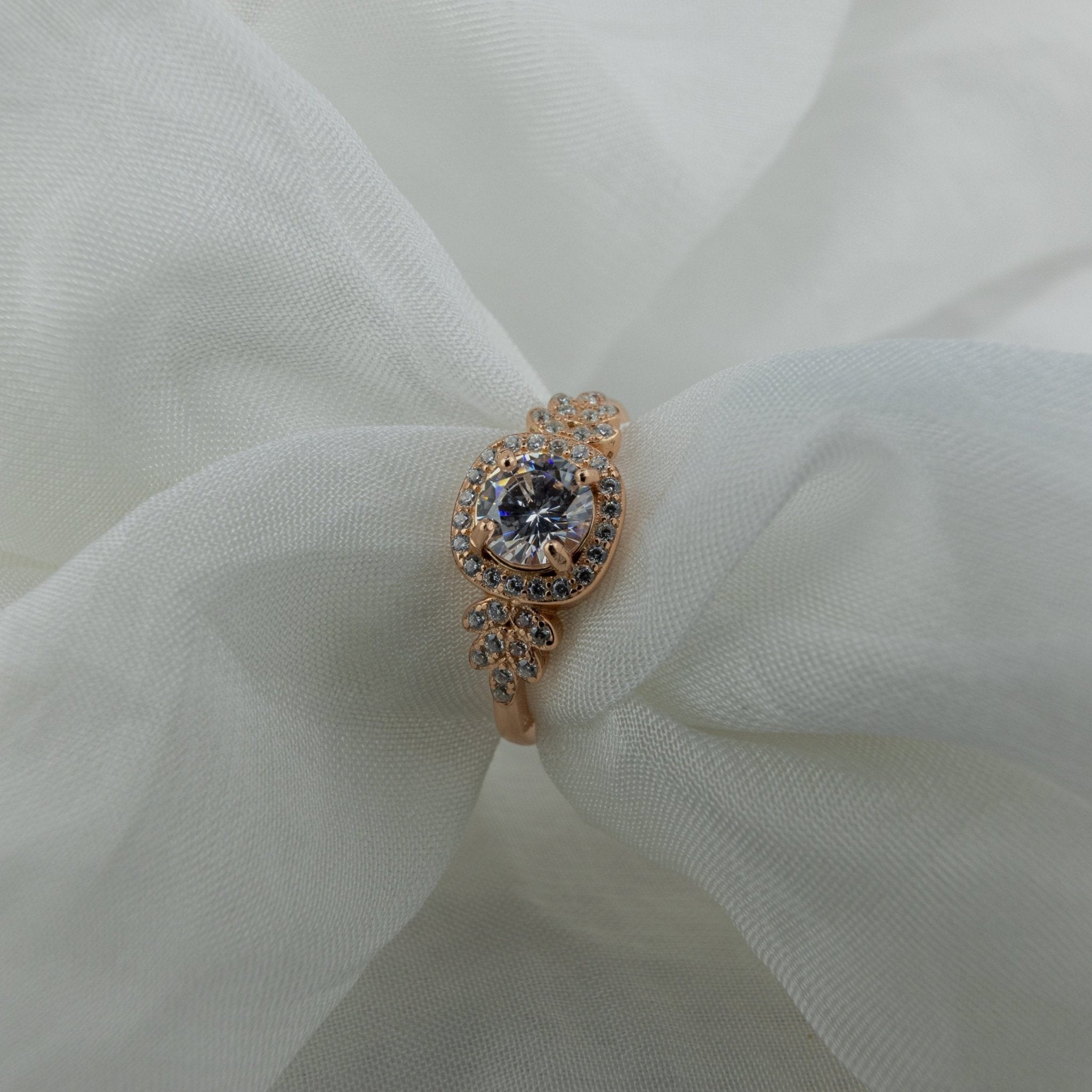 Rose Gold Solitaire Accent Ring - Miraura Jewels