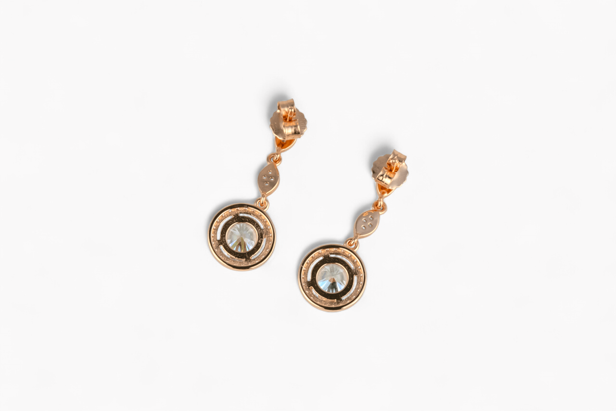 Rose Gold Solitaire Drop Earrings - Miraura Jewels
