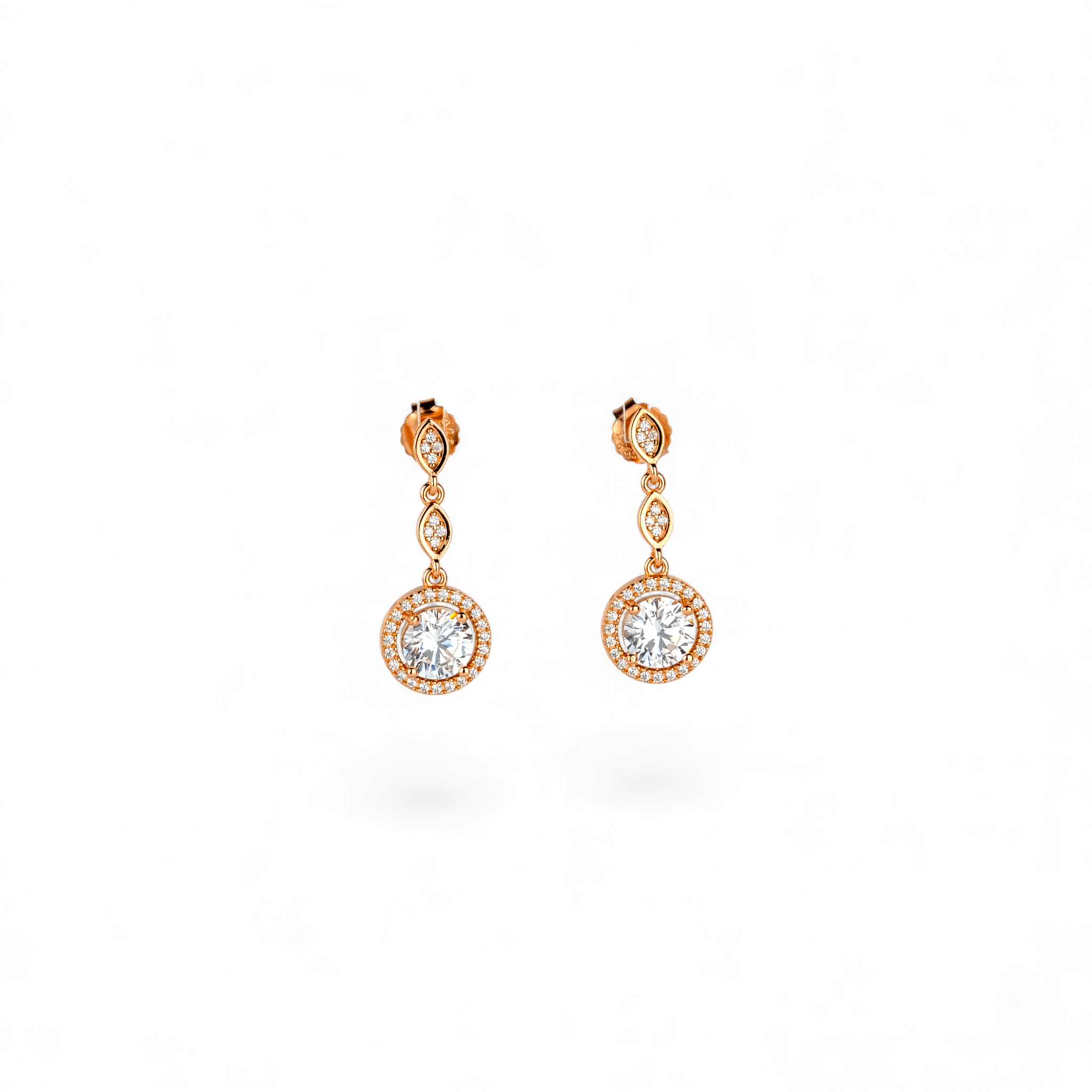 Rose Gold Solitaire Drop Earrings - Miraura Jewels