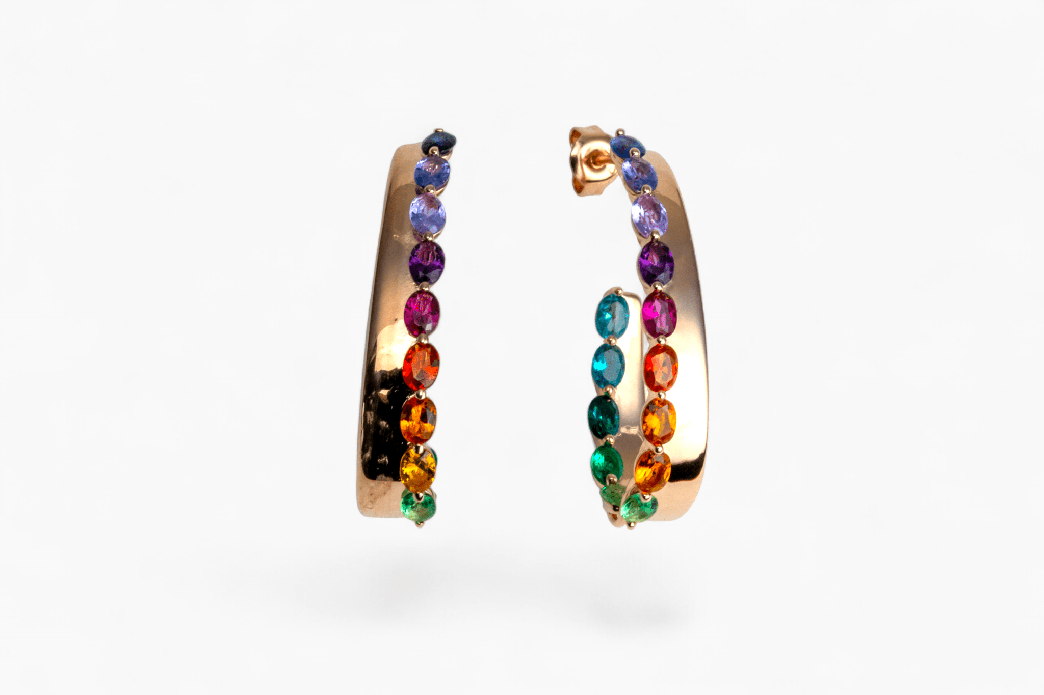 Rose Gold - Tone Rainbow Hoop Earrings - Miraura Jewels