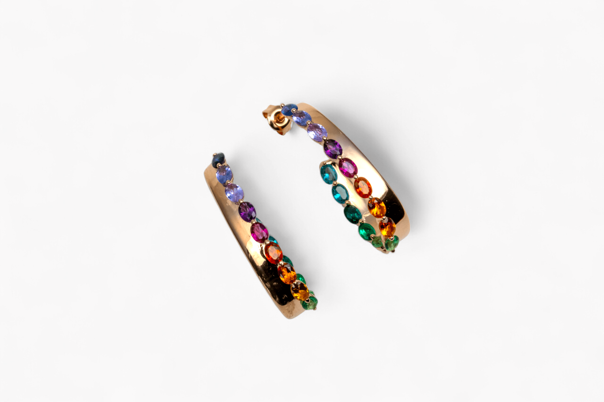 Rose Gold - Tone Rainbow Hoop Earrings - Miraura Jewels