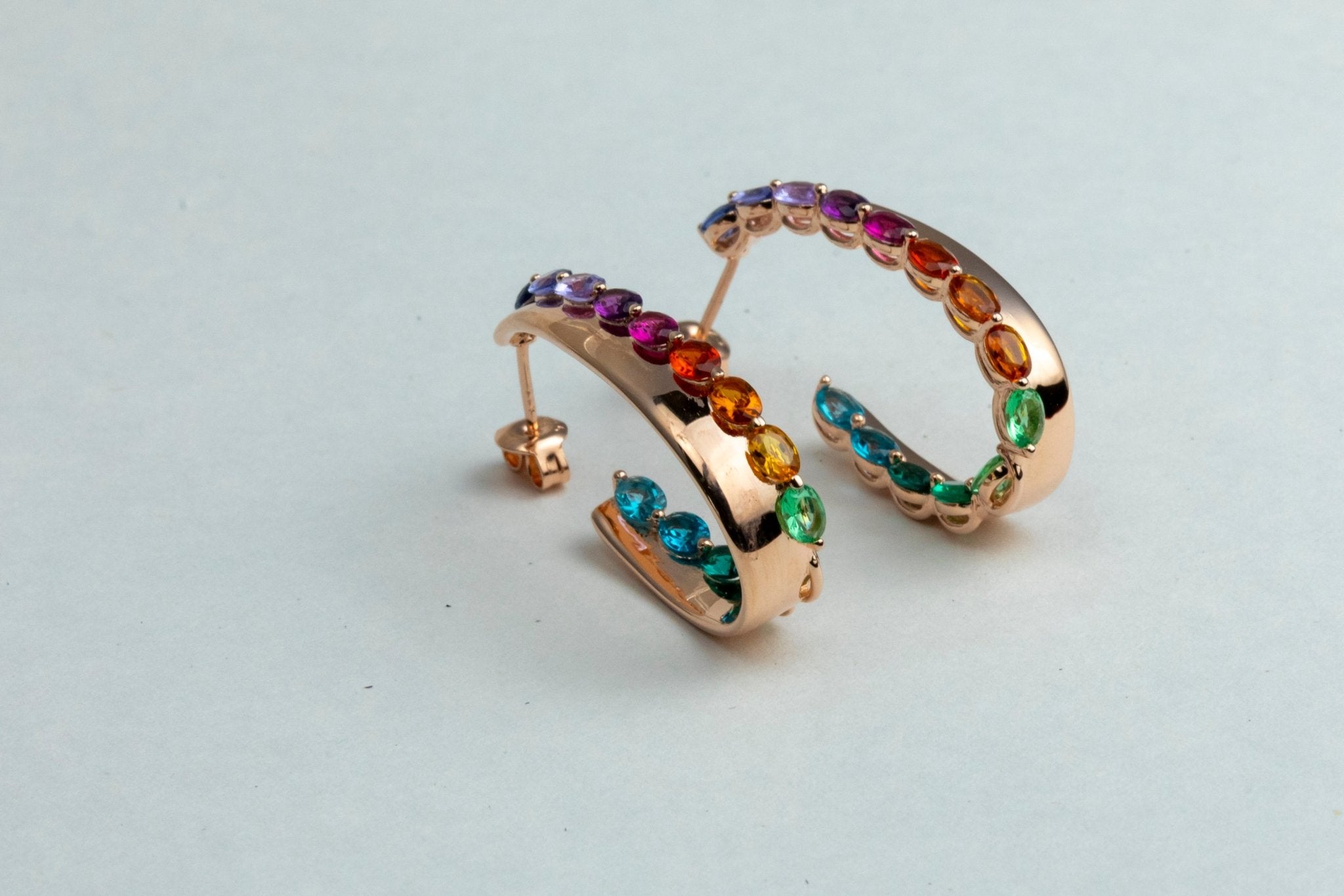 Rose Gold - Tone Rainbow Hoop Earrings - Miraura Jewels