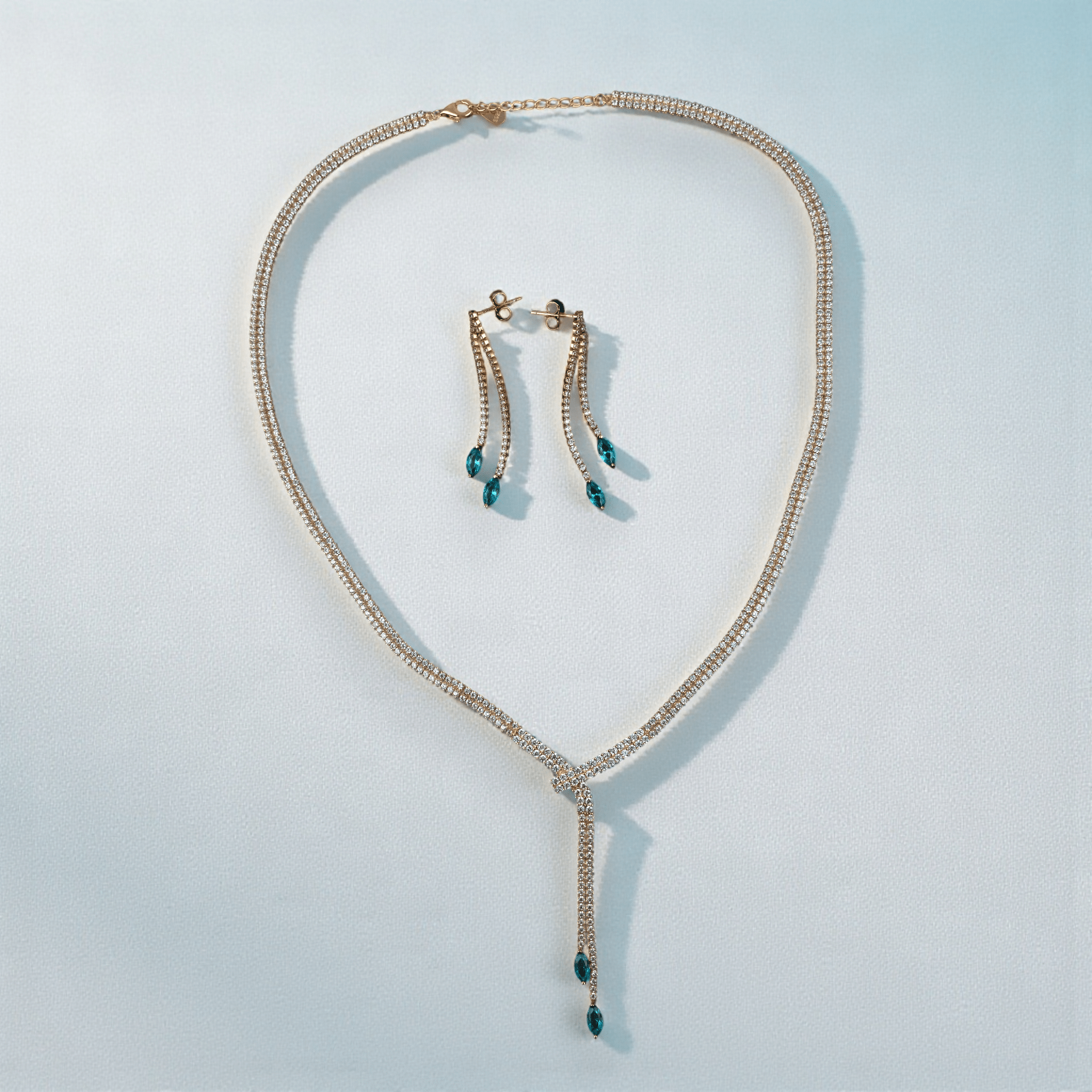 Rose Gold - Tone Y - Necklace Set - Miraura Jewels