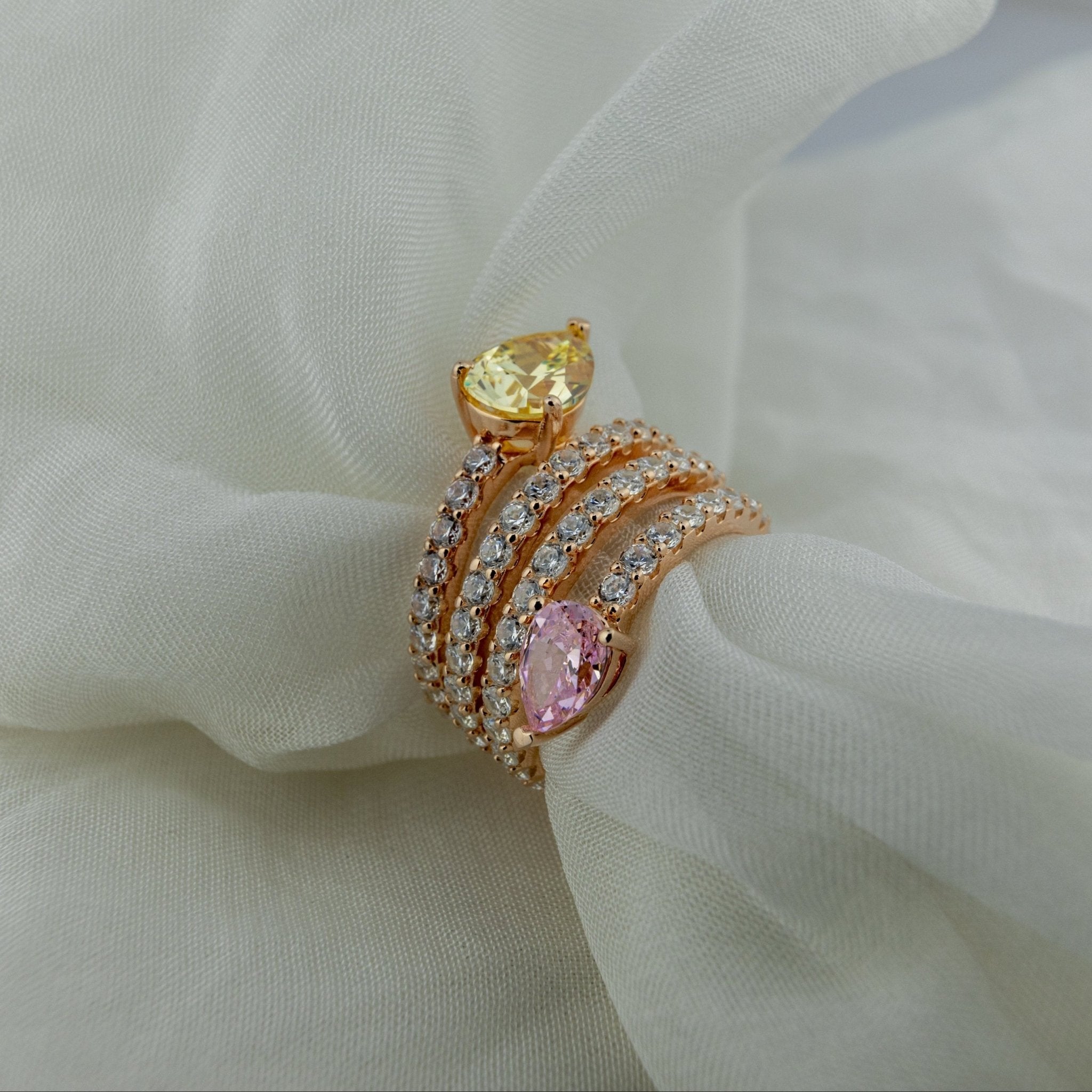 Rose Gold Triple Pave Band - Miraura Jewels