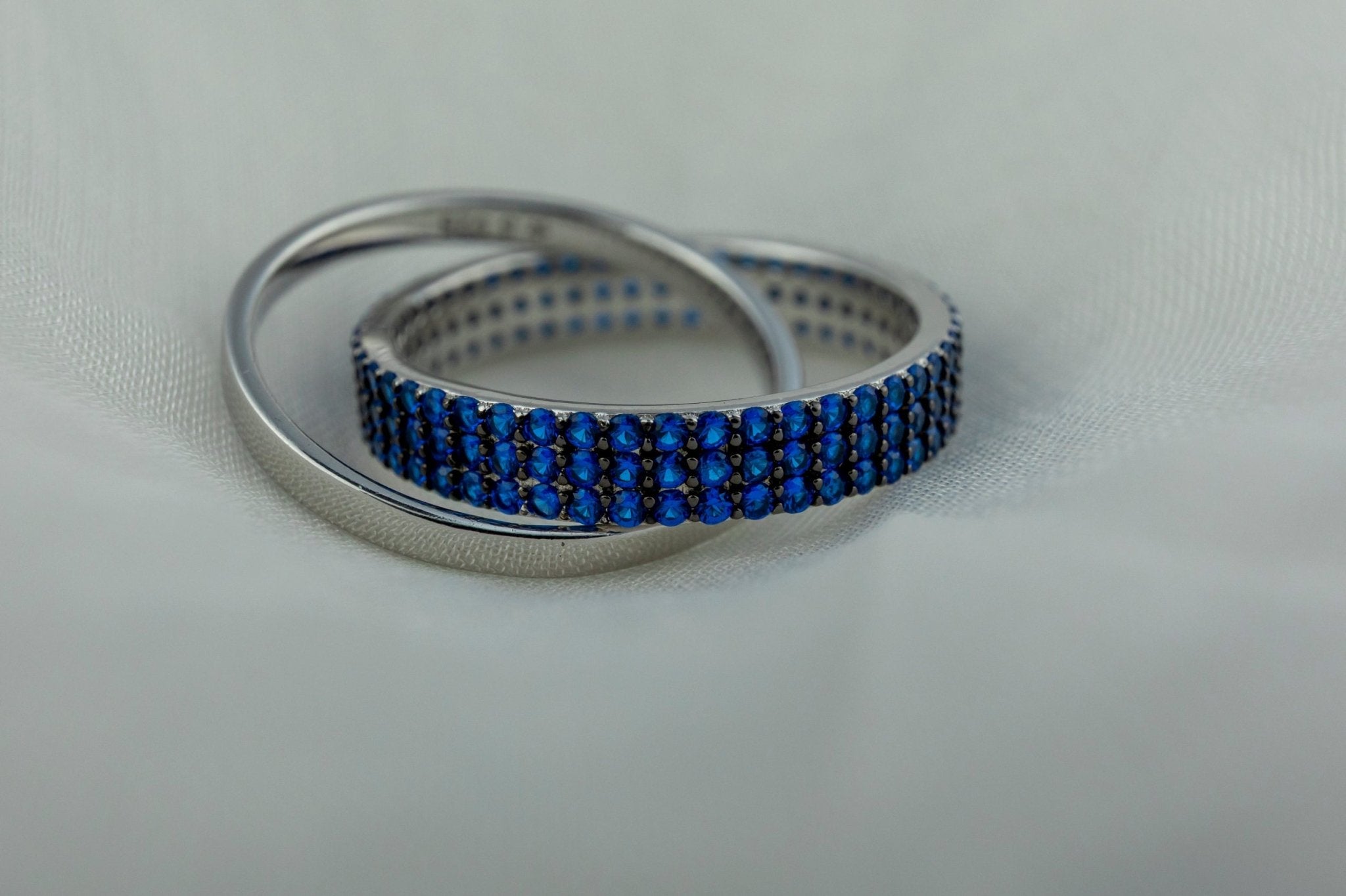Sapphire - Blue Crossover Statement Ring - Miraura Jewels