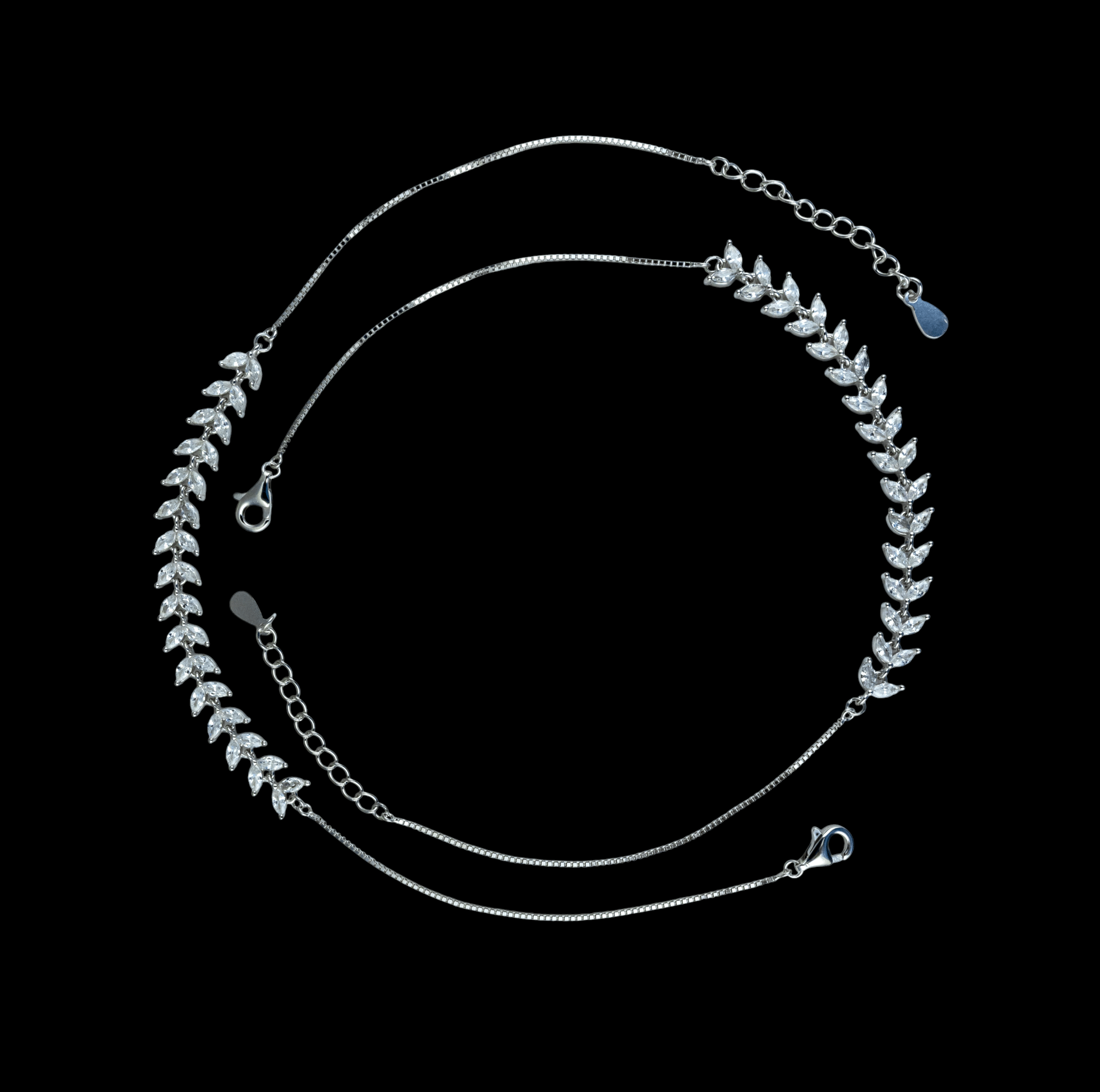 Silver Laurel Anklets PAIR - Miraura Jewels