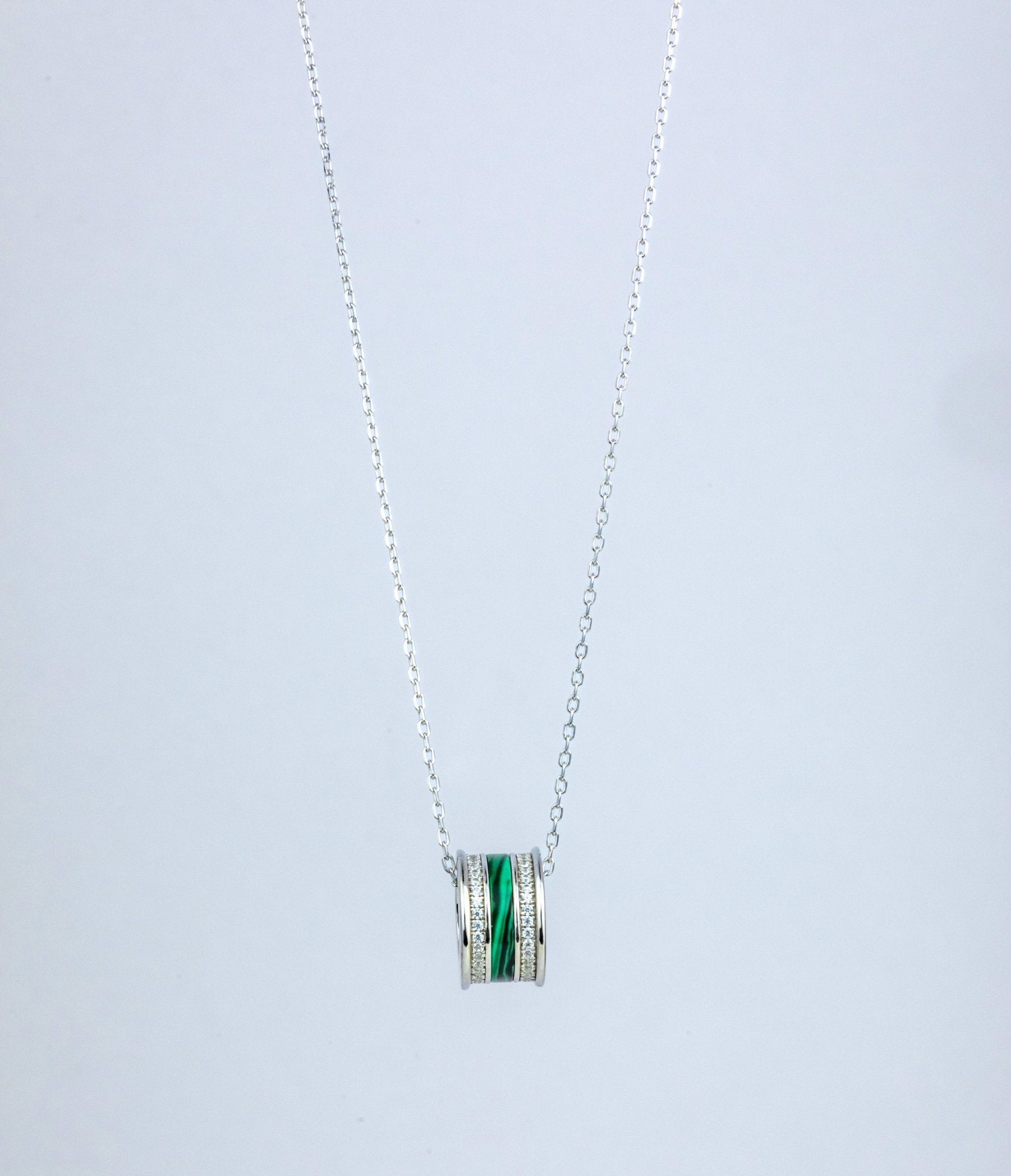Silver Malachite Bead Pendant - Miraura Jewels