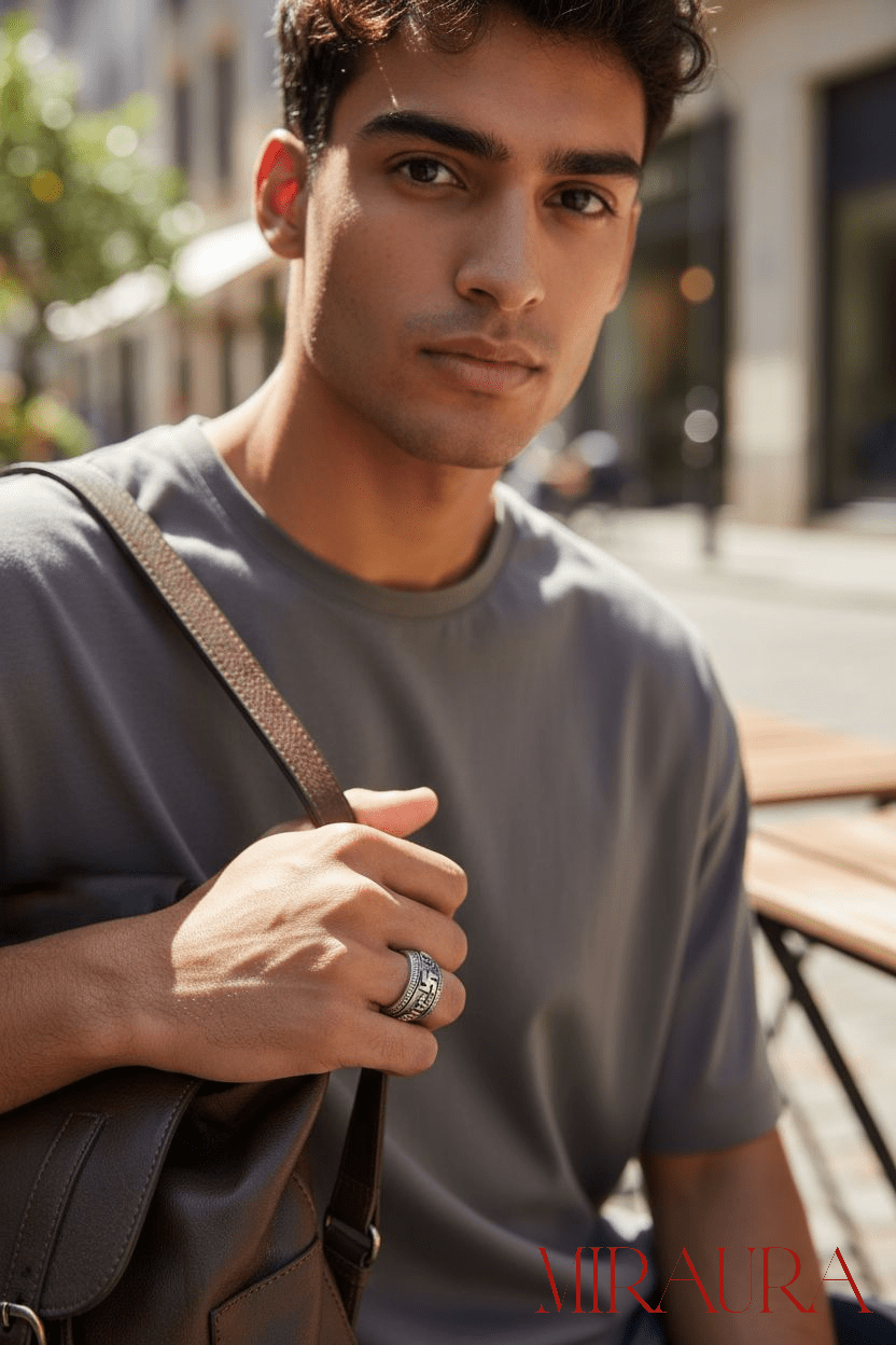 Silver Oxidised Textured Gothic Spinner Ring - Miraura Jewels