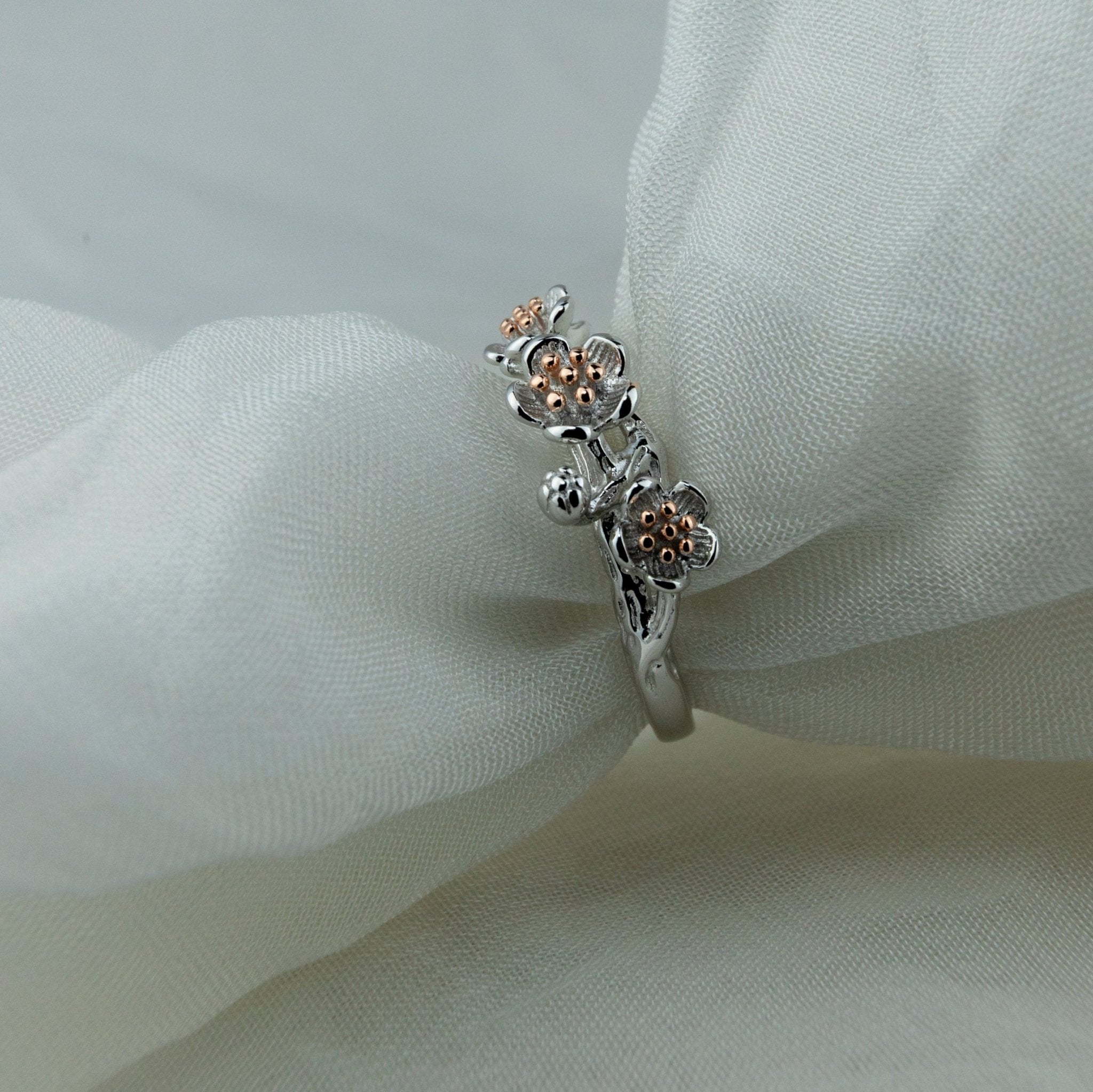 Silver Three - Flower Ring - Miraura Jewels