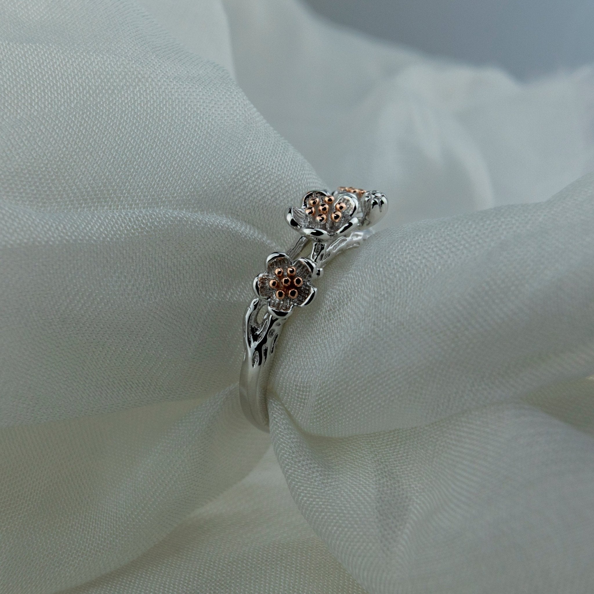 Silver Three - Flower Ring - Miraura Jewels