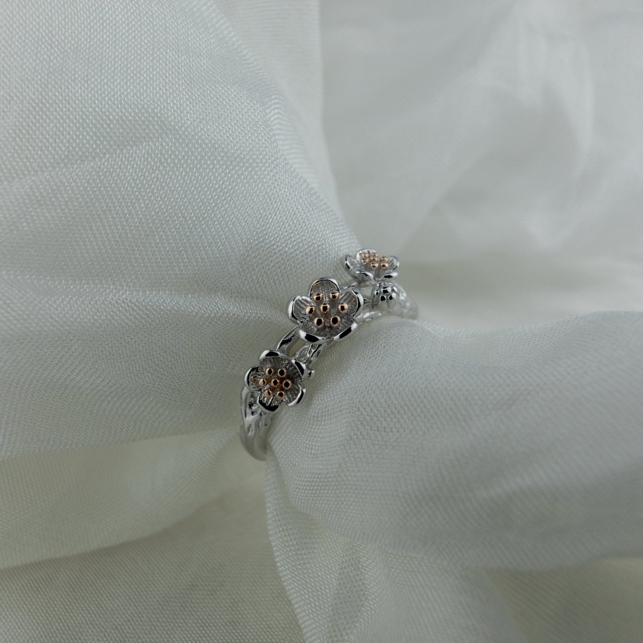 Silver Three - Flower Ring - Miraura Jewels