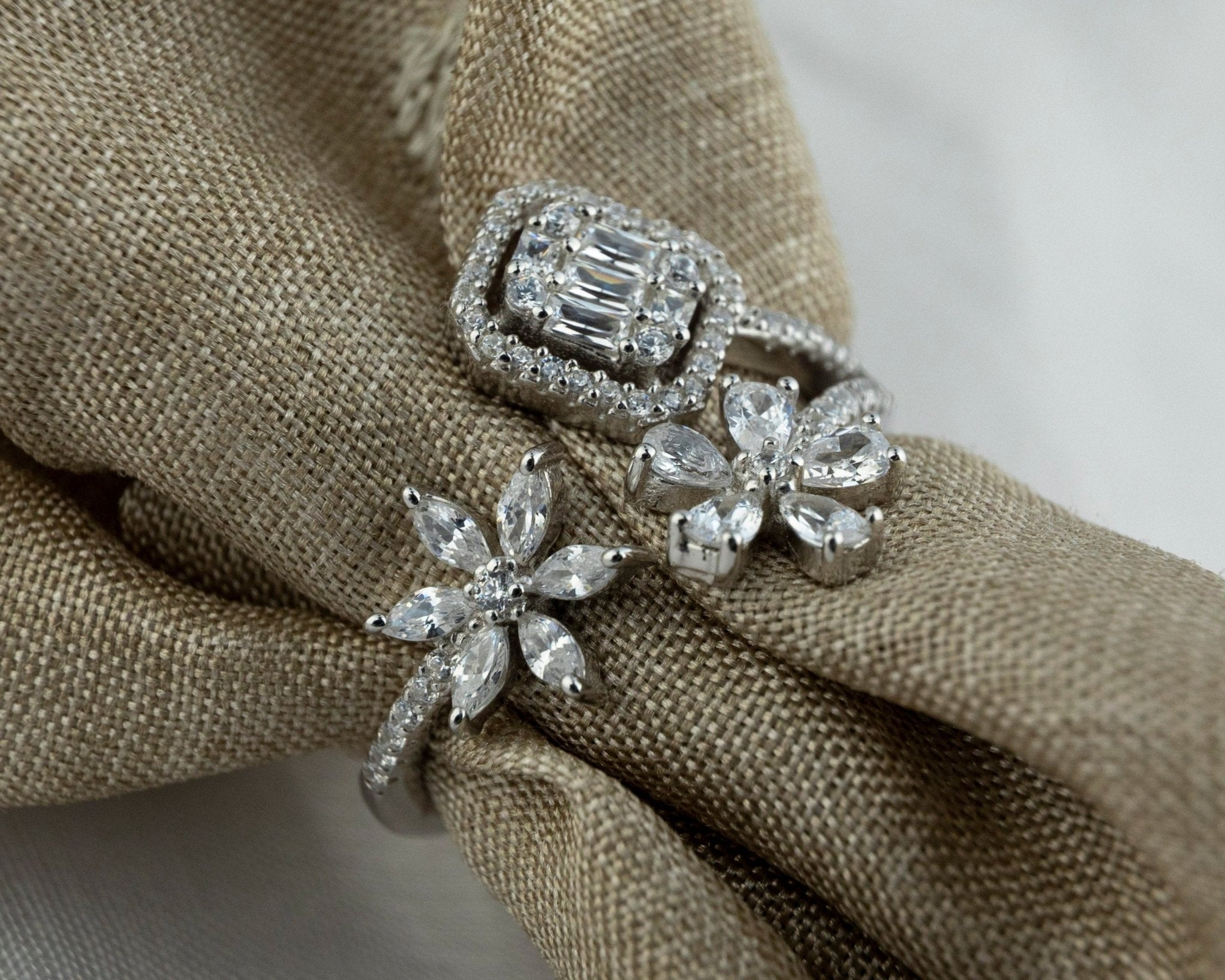 Silver - Tone Floral Bypass Ring - Miraura Jewels