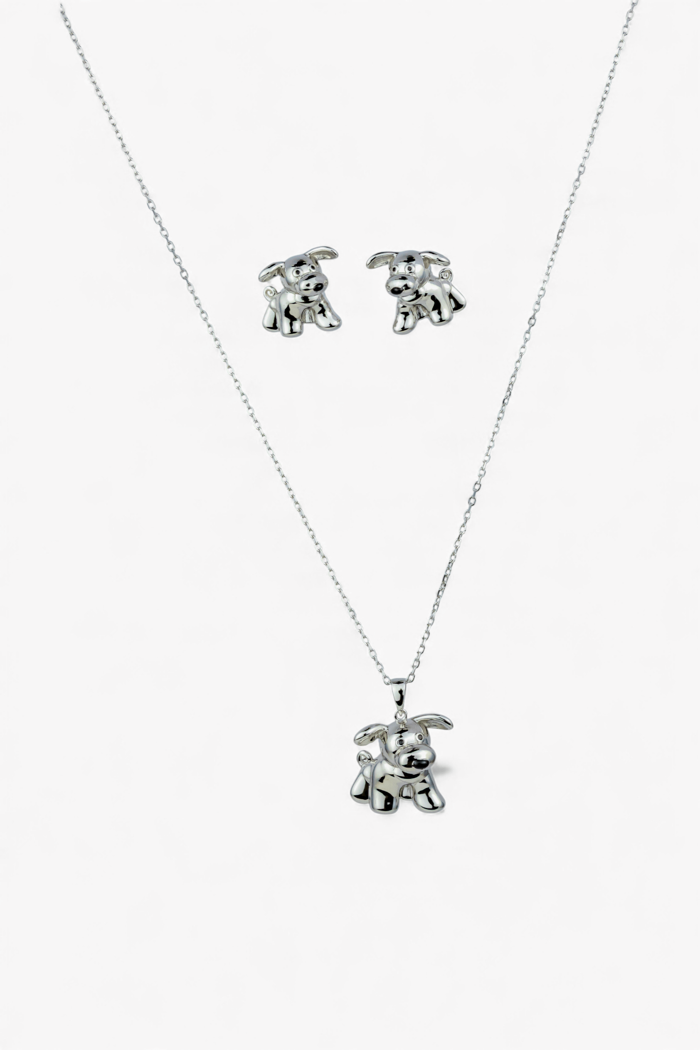 Silver - Tone French Bulldog Jewelry Set - Miraura Jewels
