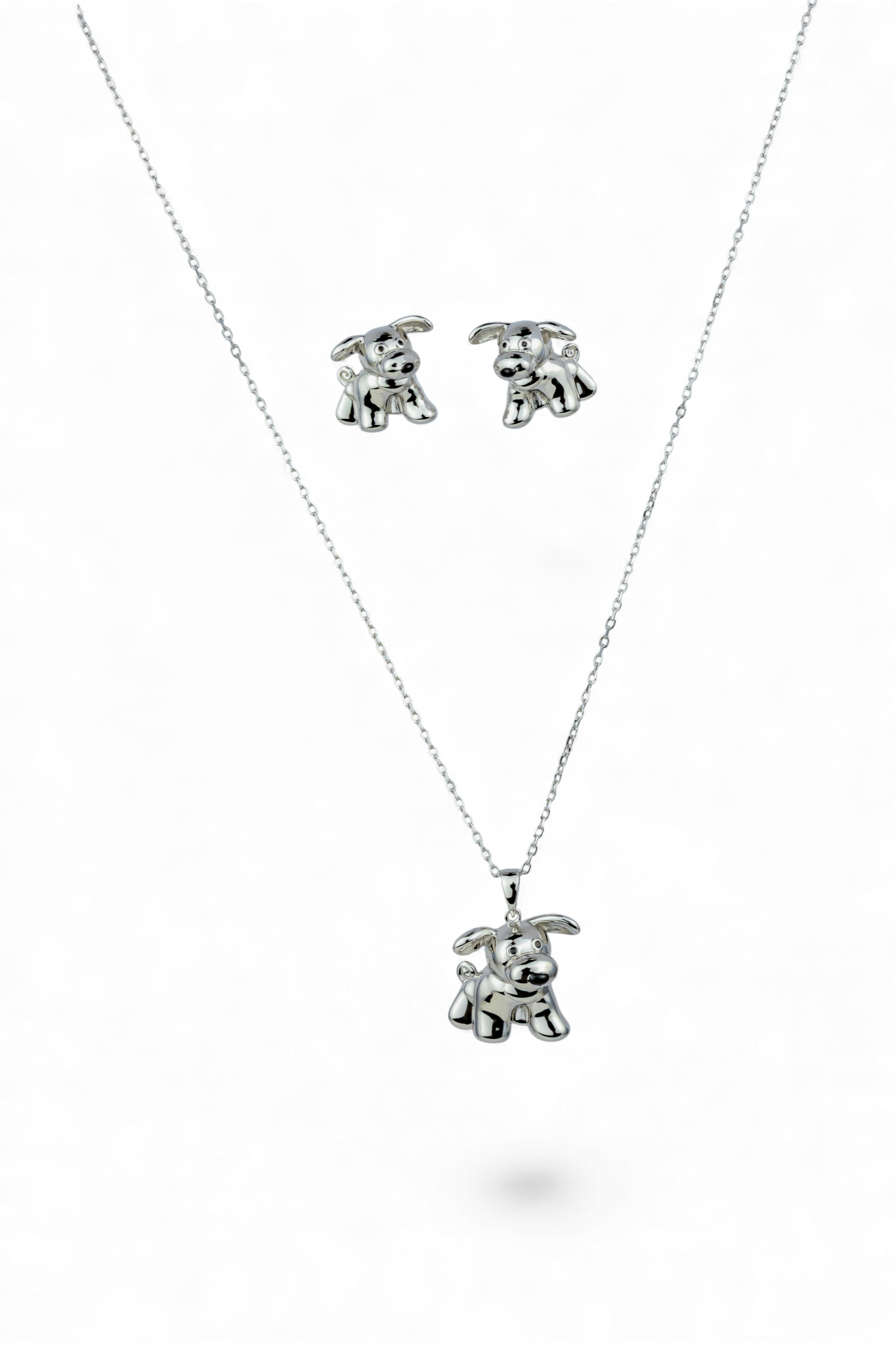 Silver - Tone French Bulldog Jewelry Set - Miraura Jewels