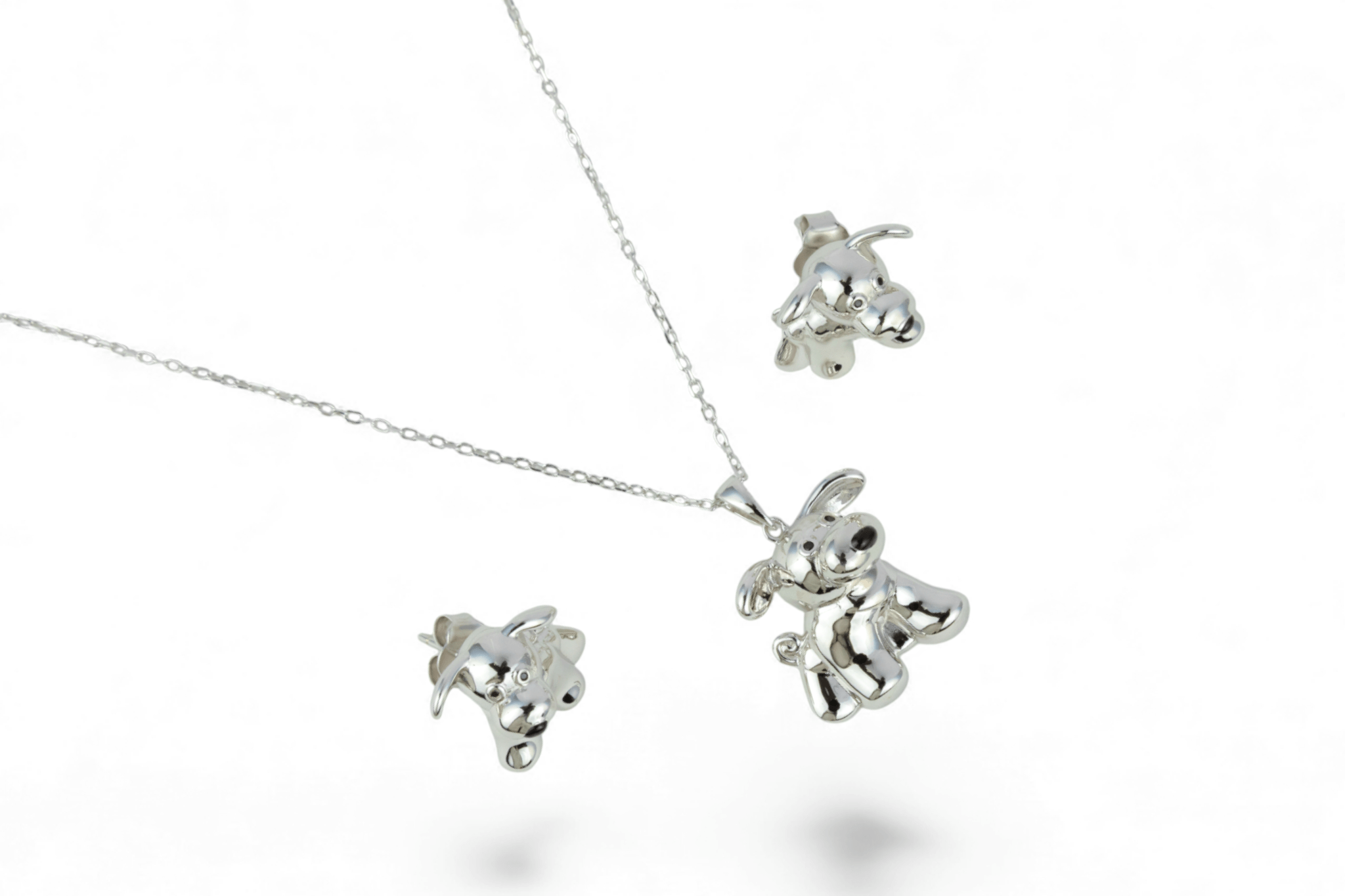 Silver - Tone French Bulldog Jewelry Set - Miraura Jewels