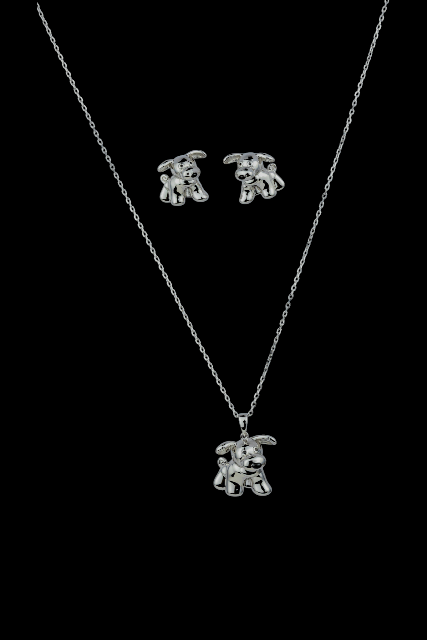 Silver - Tone French Bulldog Jewelry Set - Miraura Jewels