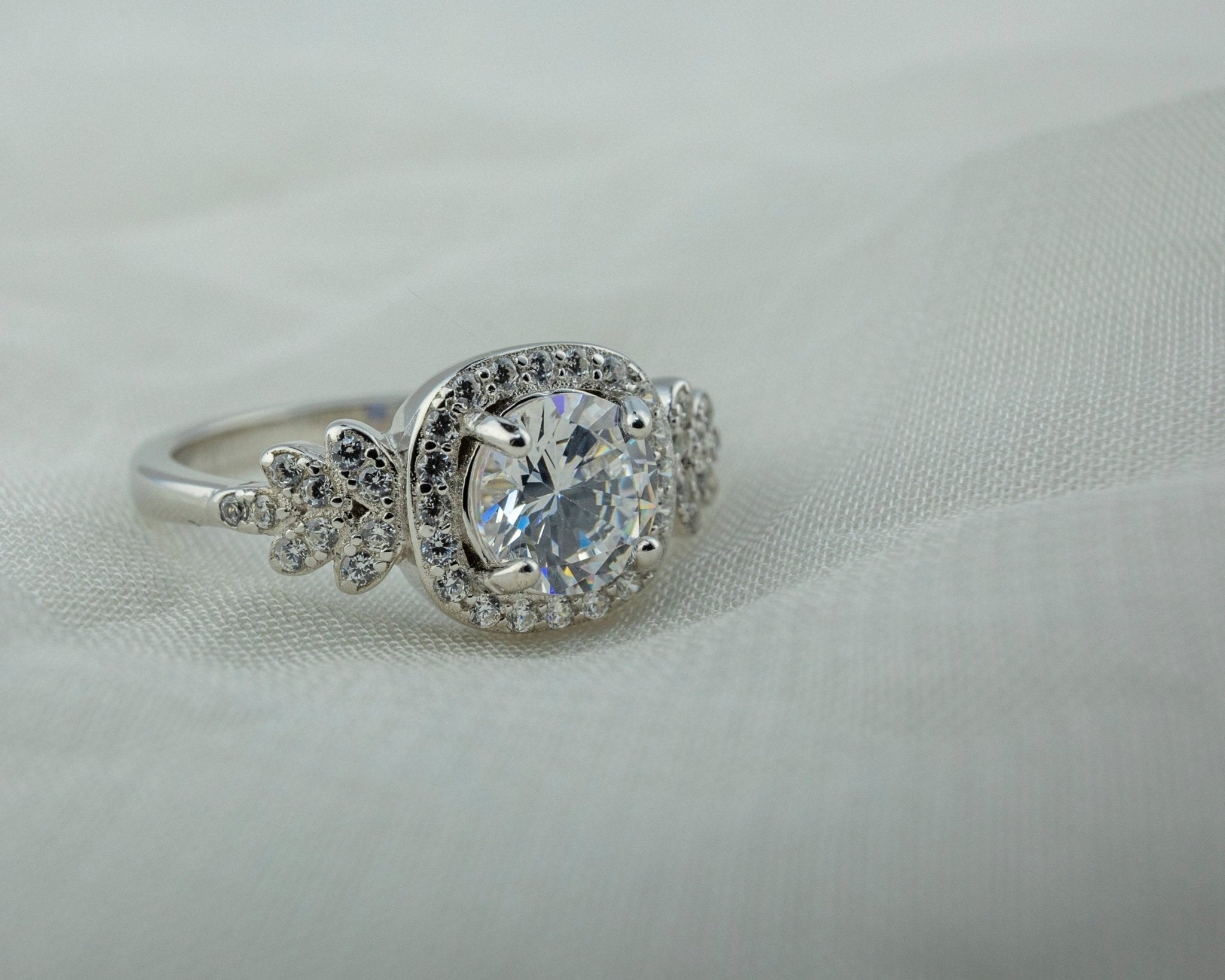 Silver Tone Solitaire Accent Ring - Miraura Jewels