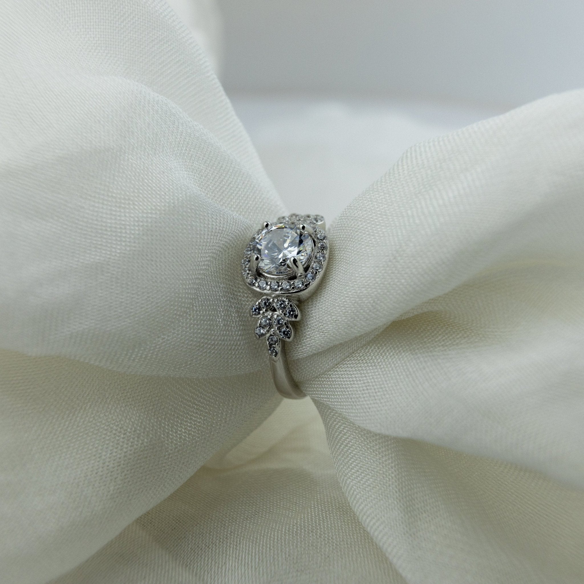 Silver Tone Solitaire Accent Ring - Miraura Jewels