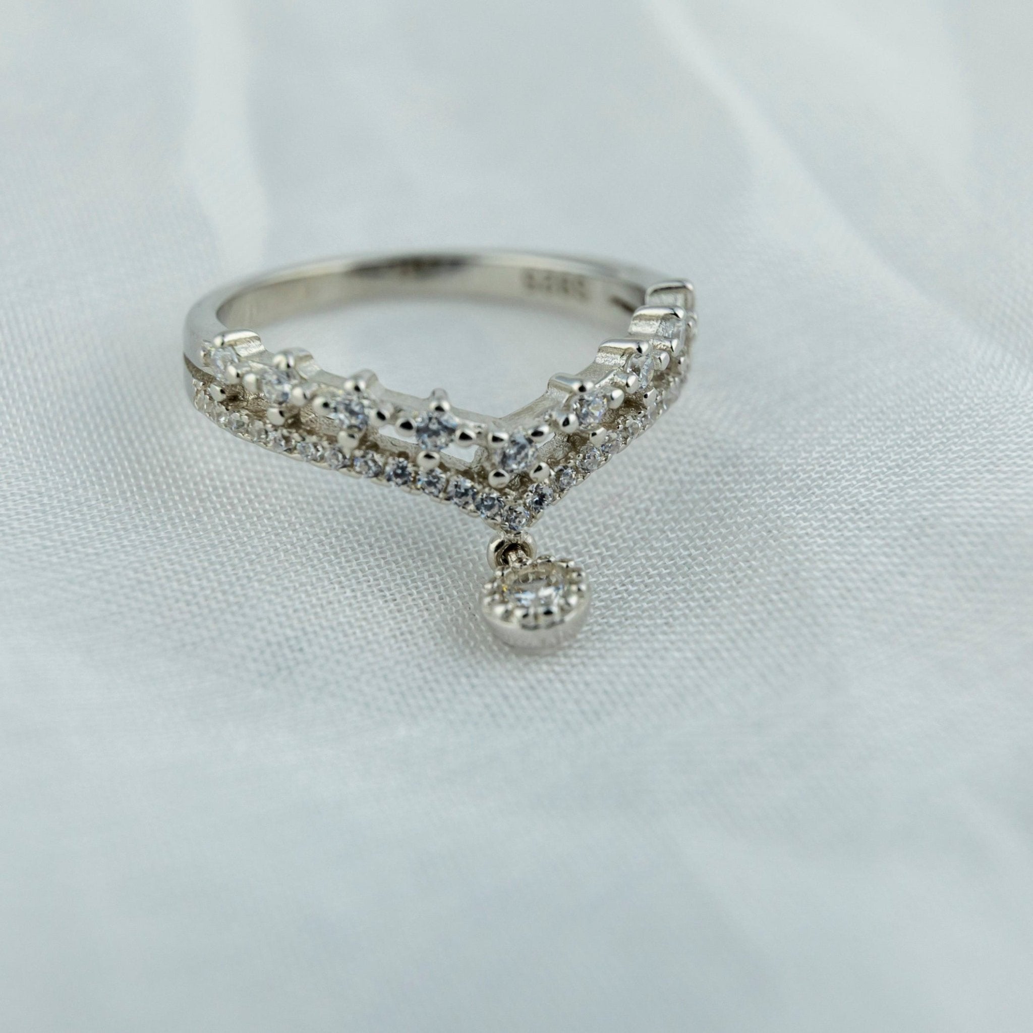 Silver - Tone Tiara Ring - Miraura Jewels