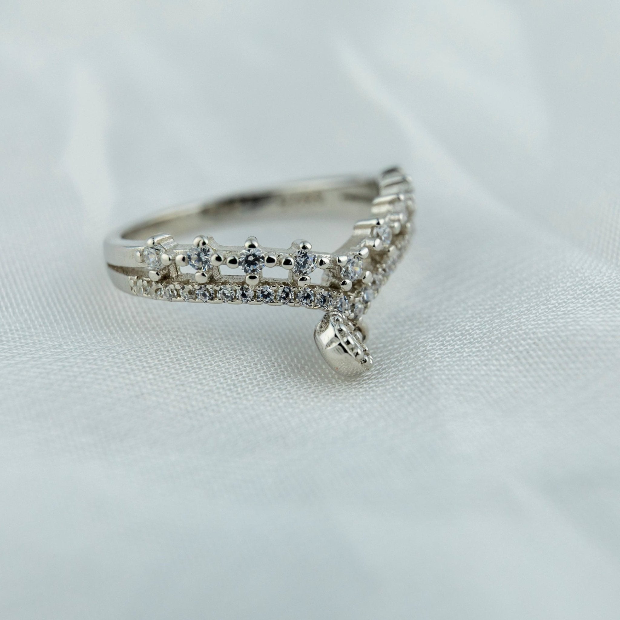 Silver - Tone Tiara Ring - Miraura Jewels