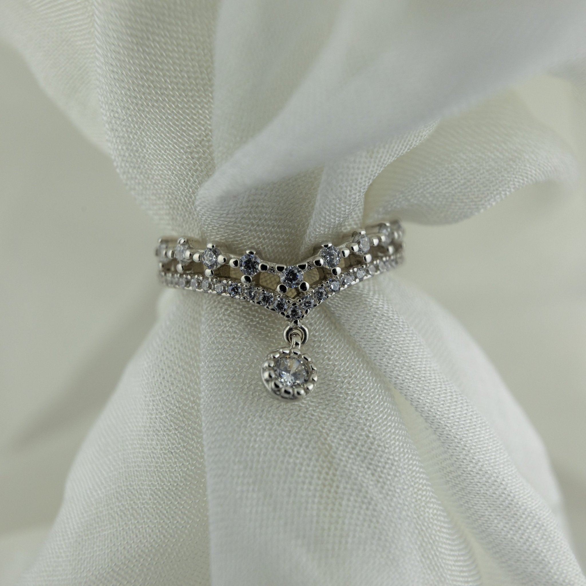 Silver - Tone Tiara Ring - Miraura Jewels