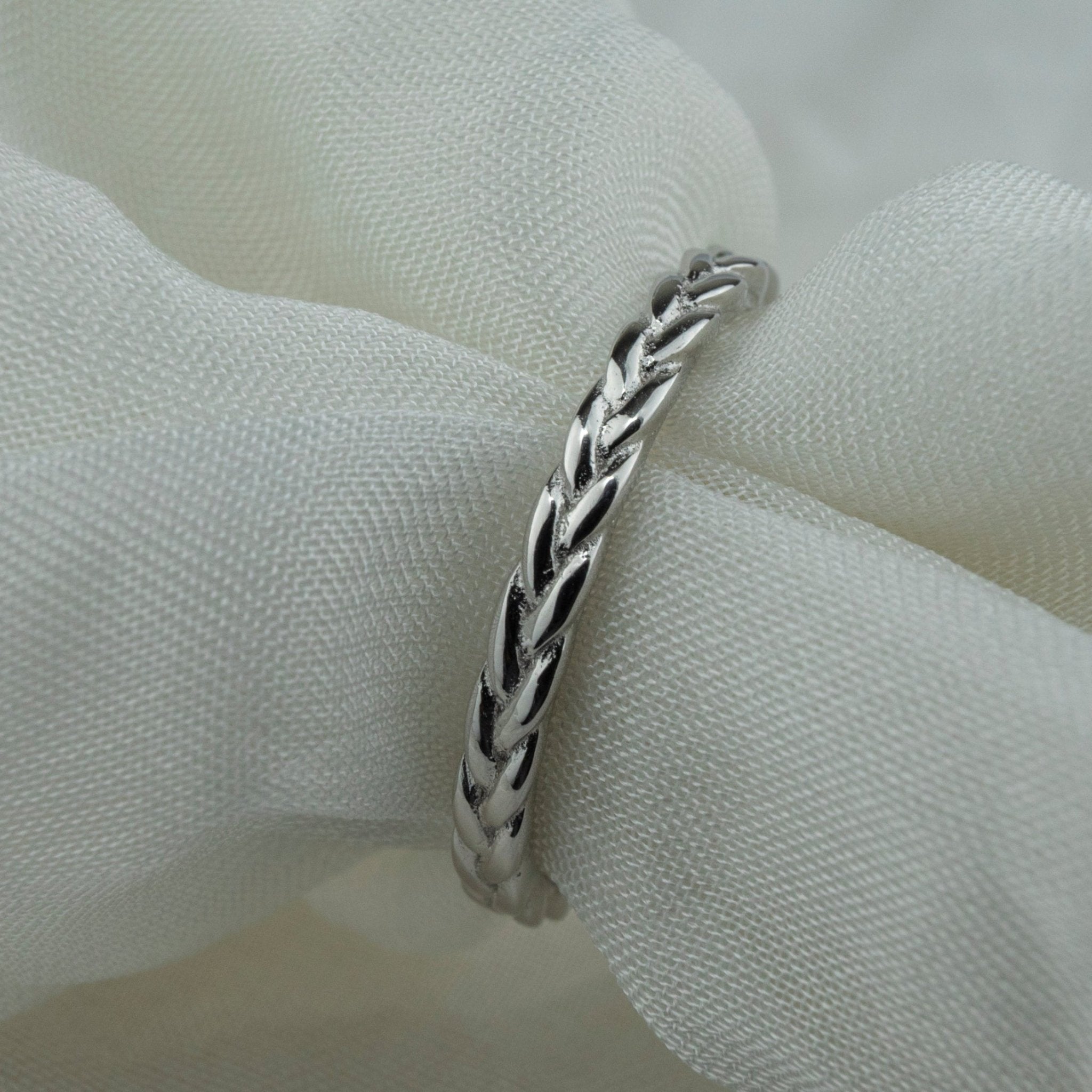 Slim Patterned Sterling Silver Band - Miraura Jewels