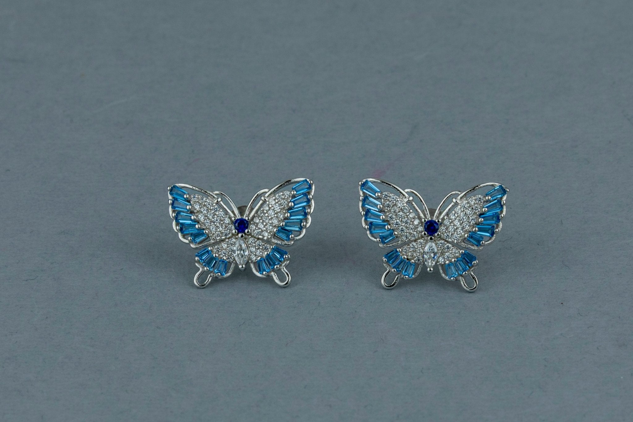 Sparkling Blue Butterfly Studs - Miraura Jewels