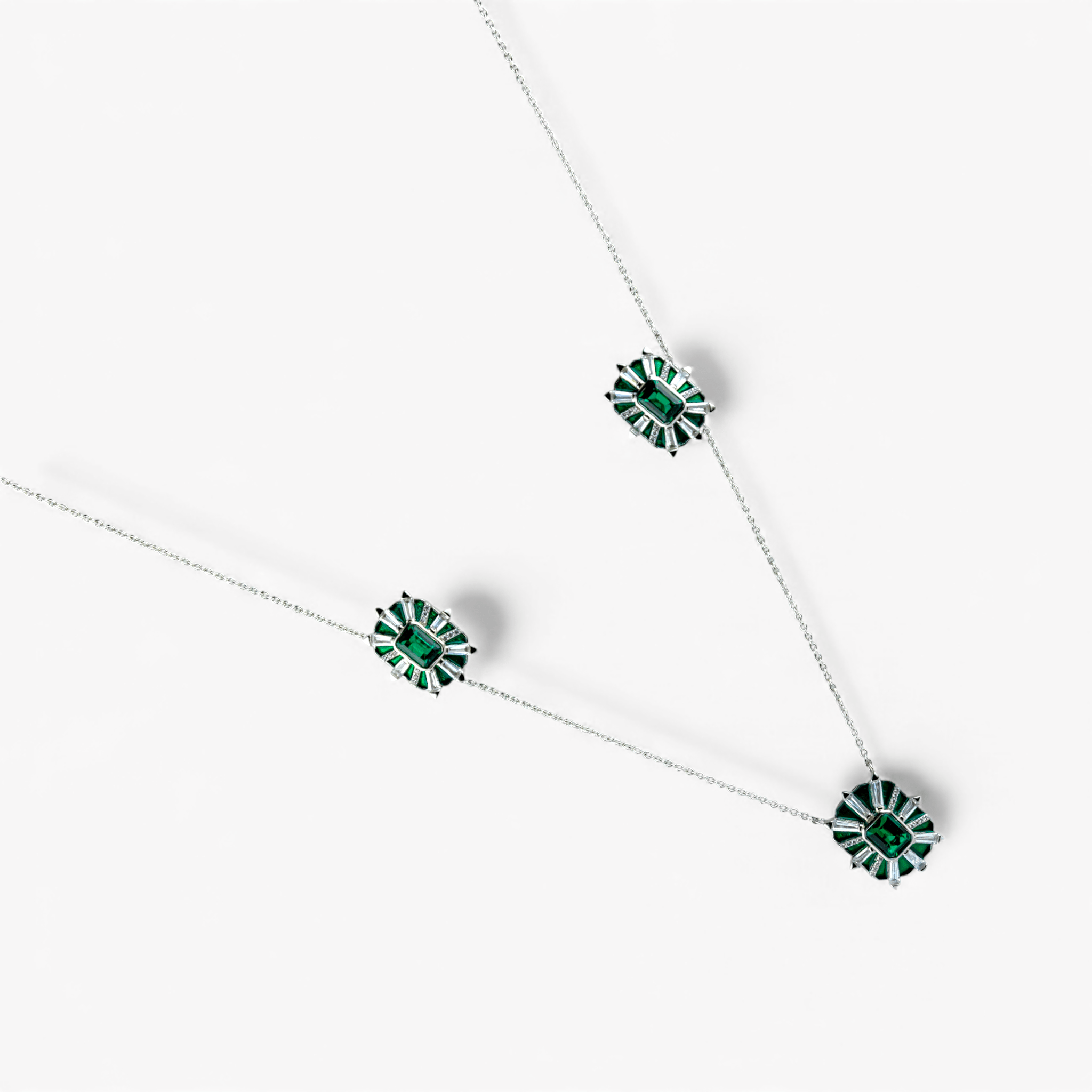 Starburst Green Enamel and Emerald Pendant Set - Miraura Jewels