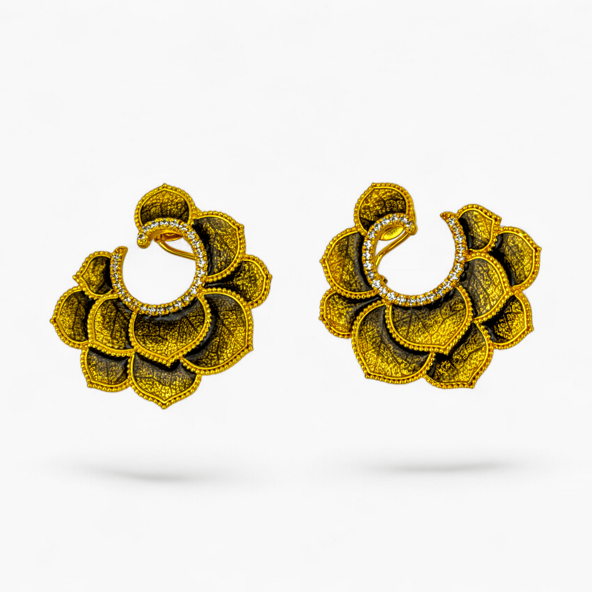 Textured Gold Floral Hoop Earrings - Miraura Jewels