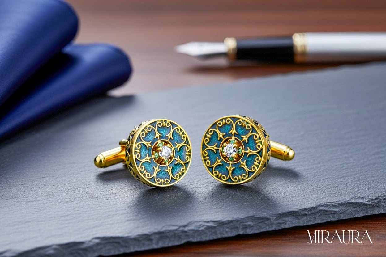 The Royal Peacock cufflink - Miraura Jewels