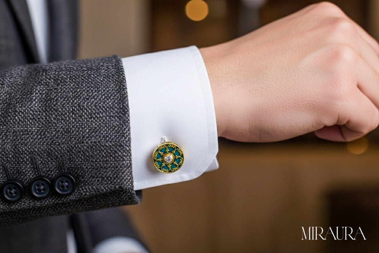 The Royal Peacock cufflink - Miraura Jewels