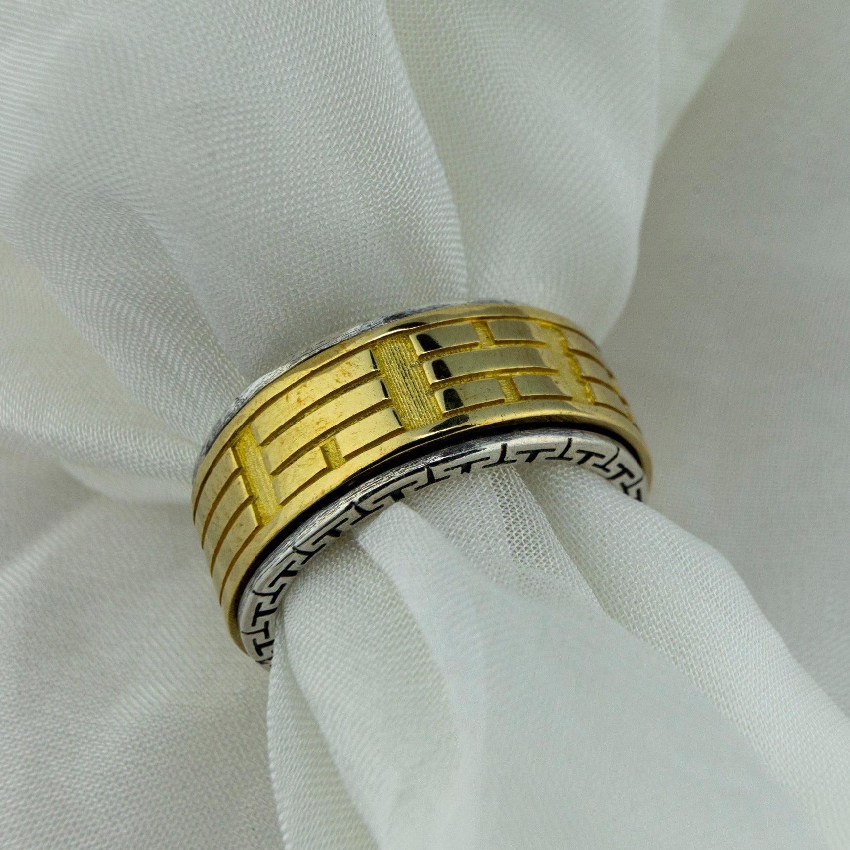 Two - Tone "Cage" Spinner Ring - Miraura Jewels