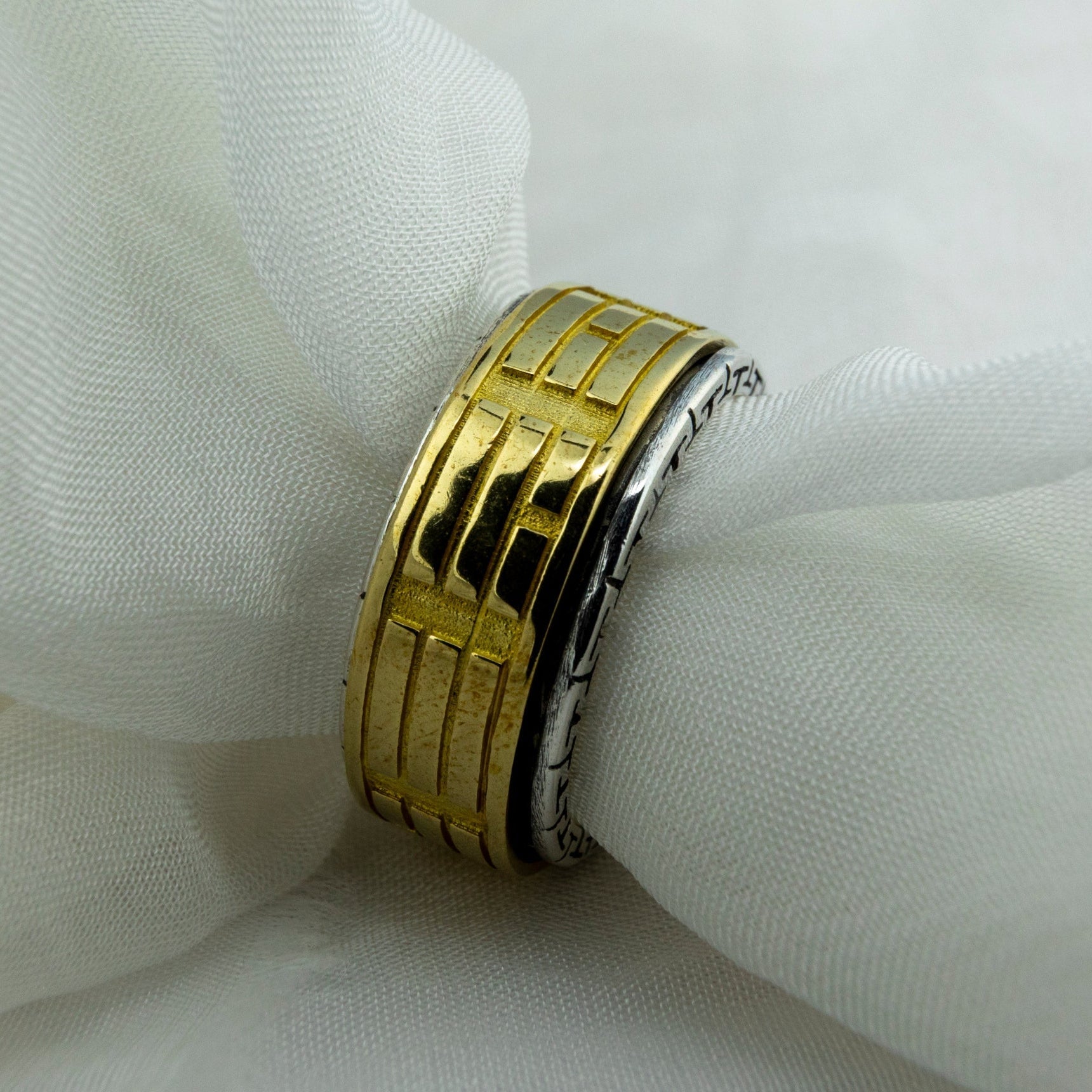Two - Tone "Cage" Spinner Ring - Miraura Jewels