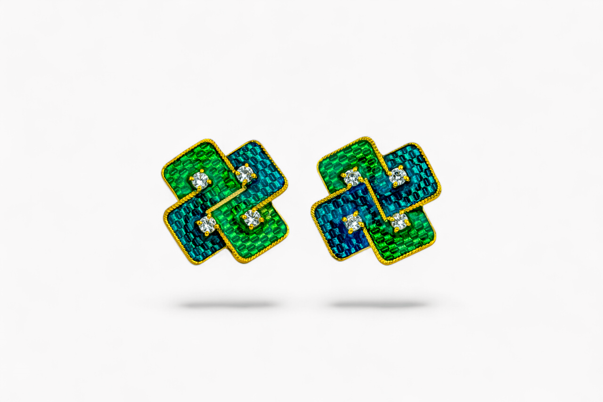 Two - Tone Enamel Weave Stud Earrings - Miraura Jewels